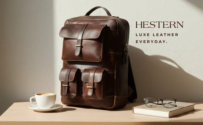 Hestern TerraLux Leather Backpack - Expresso Brown