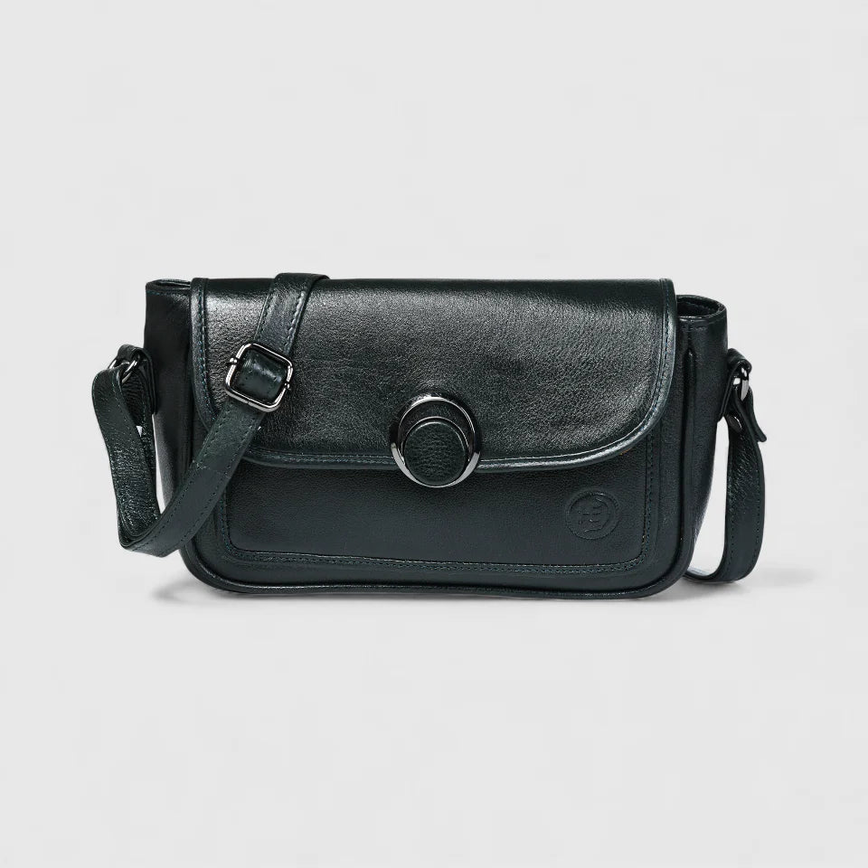Verdant Elegance Women's Leather Handbag - Rich Green