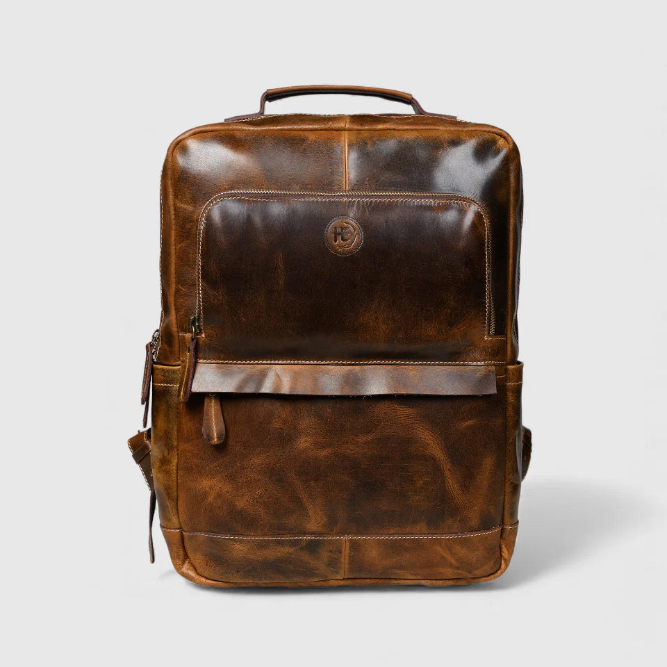 Alpine Vintage Leather Laptop Backpack - Brown Colour