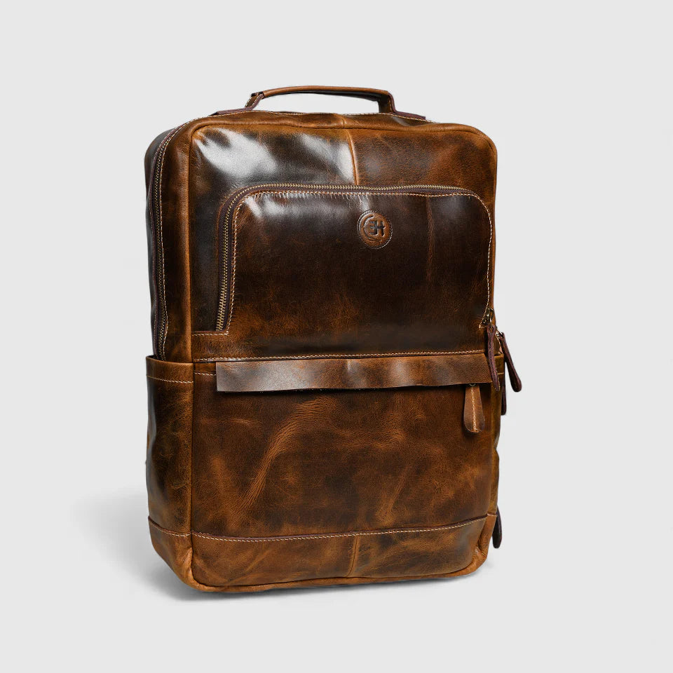 Alpine Vintage Leather Laptop Backpack - Brown Colour