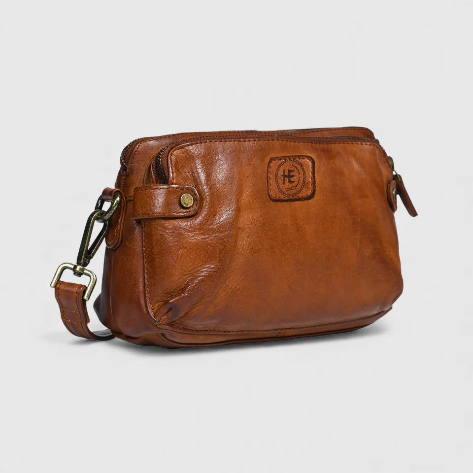 Classic Cognac Leather Women's Handbag - Tan colour