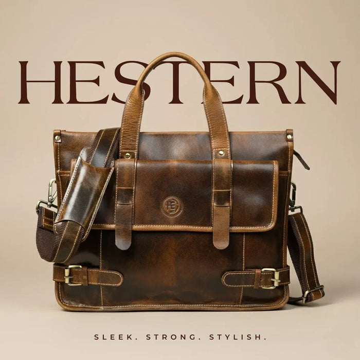 Heritage Leather Laptop Bag-Espresso brown