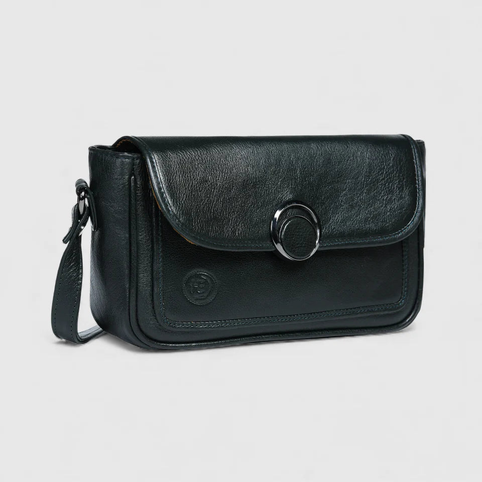 Verdant Elegance Women's Leather Handbag - Rich Green