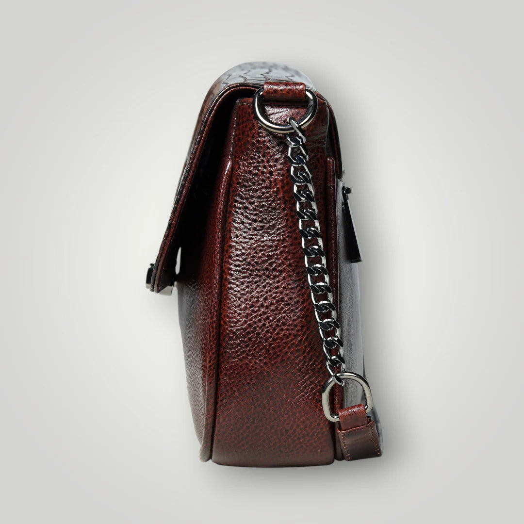 Regal Noir Croc Handbag - Maroon colour