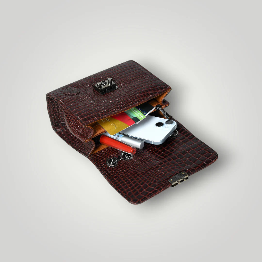 Obsidian Executive Leather Sling Bag - Maroon colour