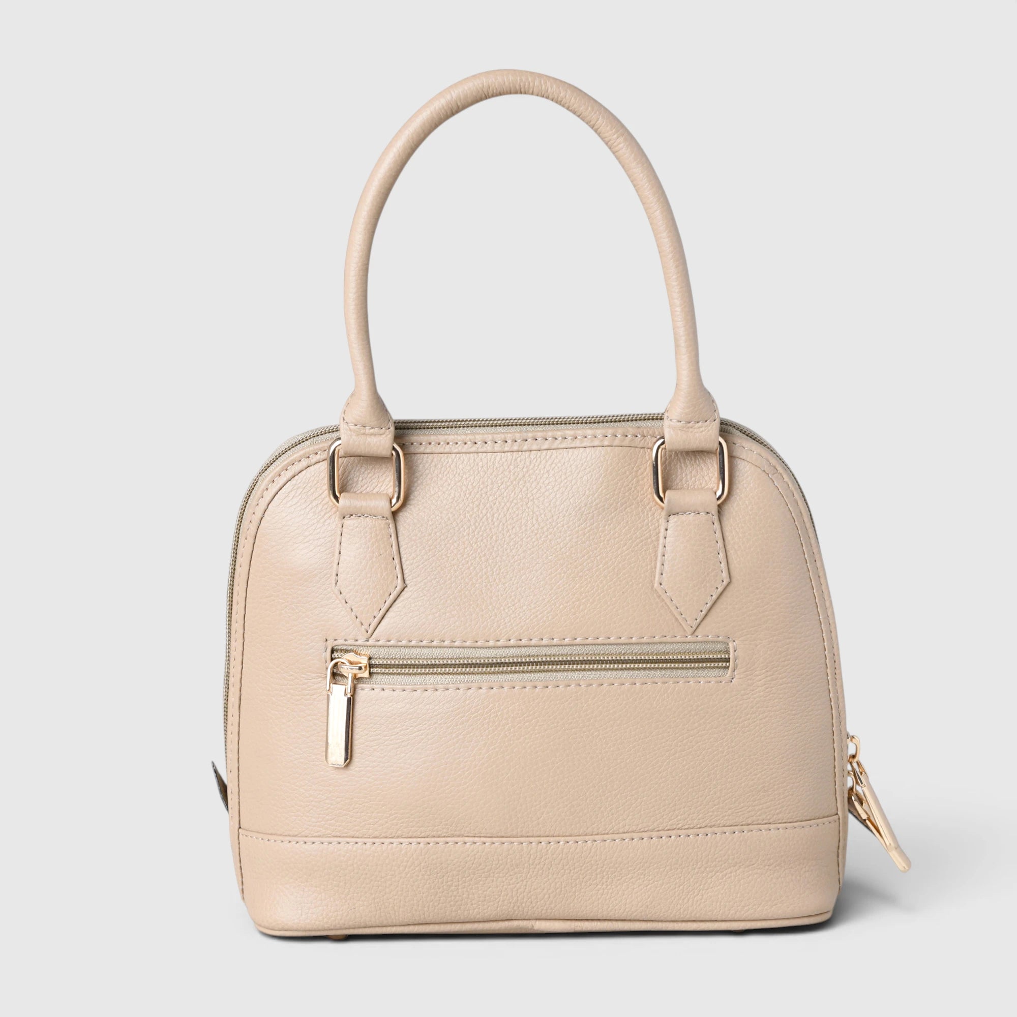 The Monroe Classic Leather Satchel - Beige Colour