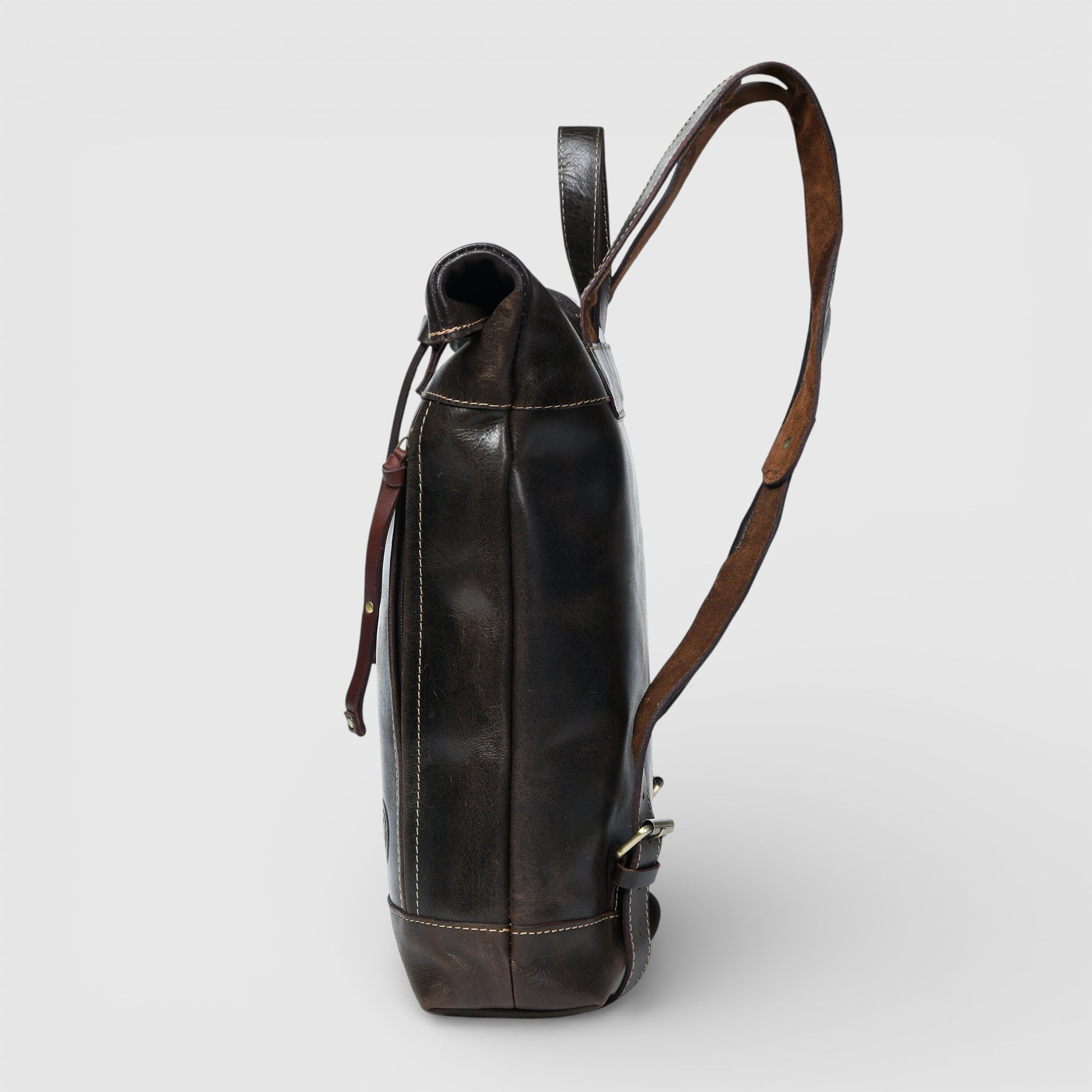 Explorer Vintage Leather Roll-Top Backpack | Espresso Brown