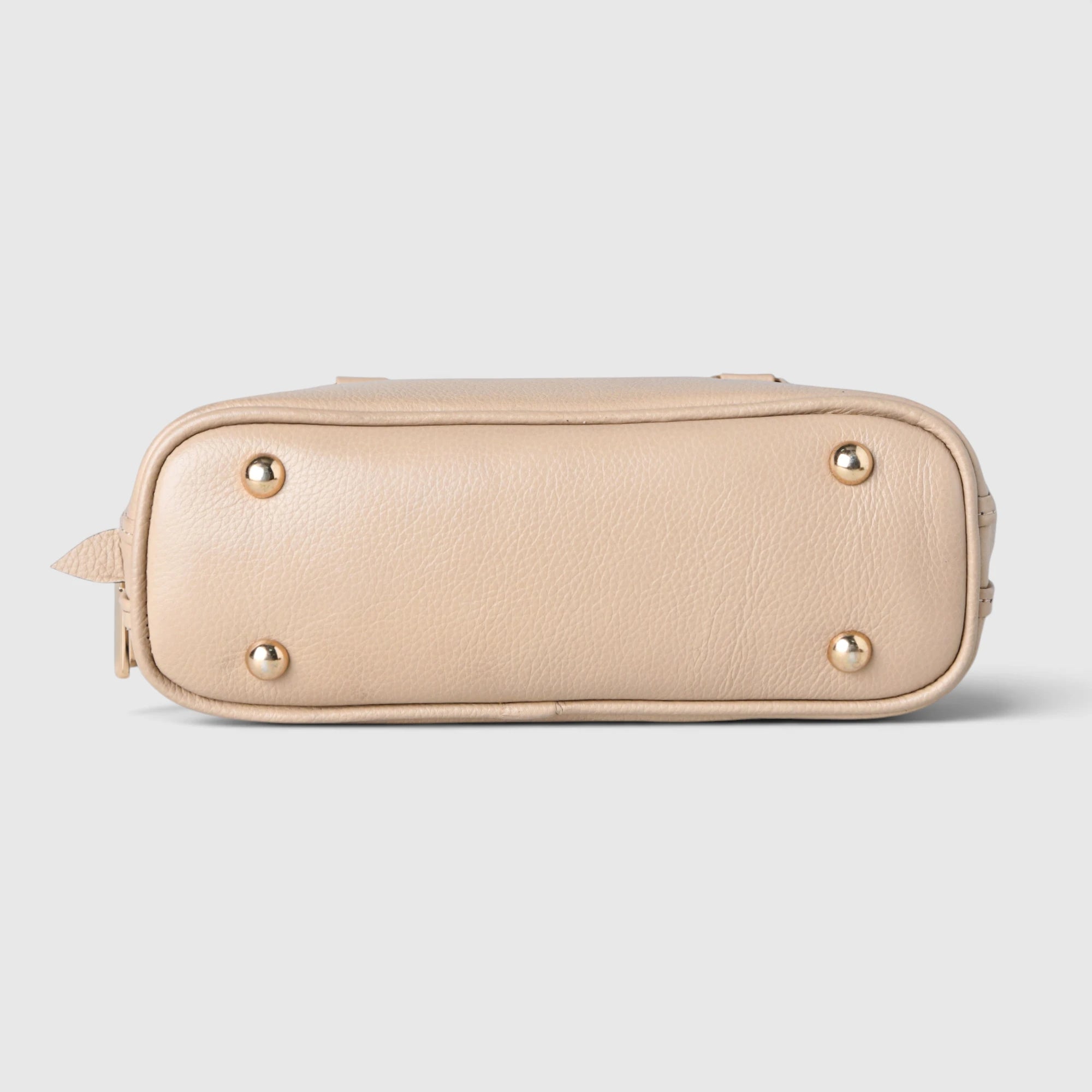 The Monroe Classic Leather Satchel - Beige Colour
