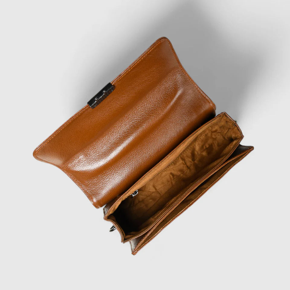 Imperial Croc Luxe Satchel Bag - Tan Colour