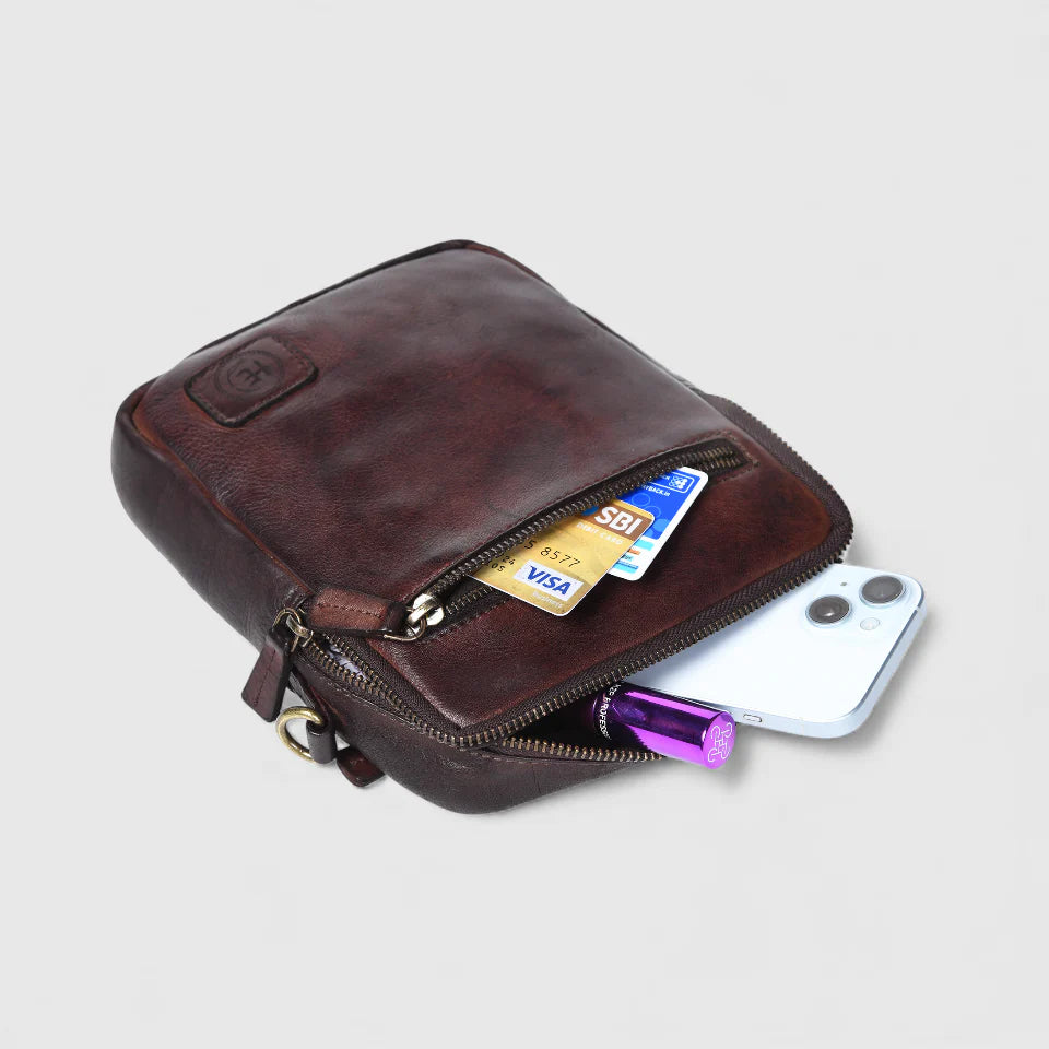 OxBlood Trail Leather Sling Bag – Maroon color