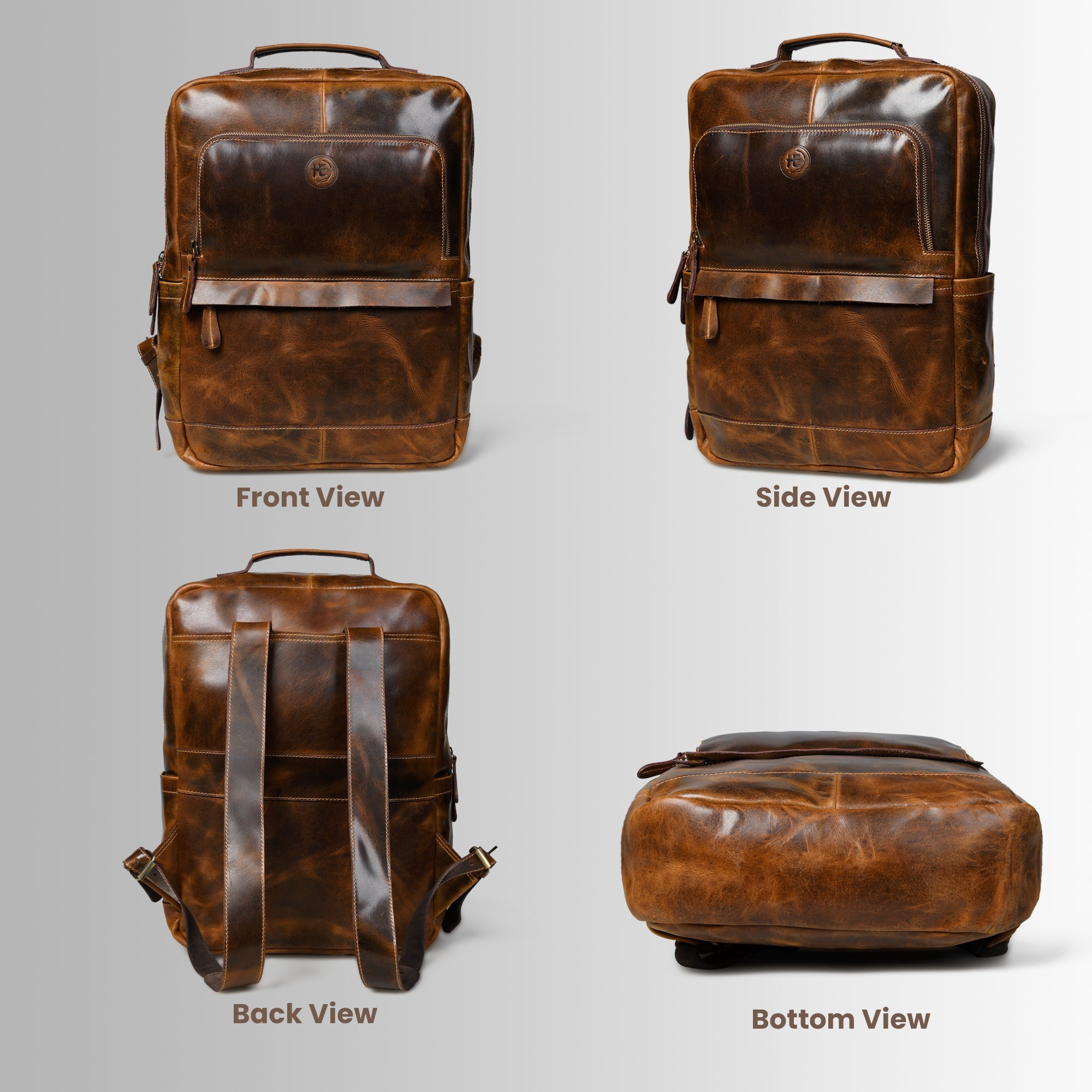 Alpine Vintage Leather Laptop Backpack - Brown Colour