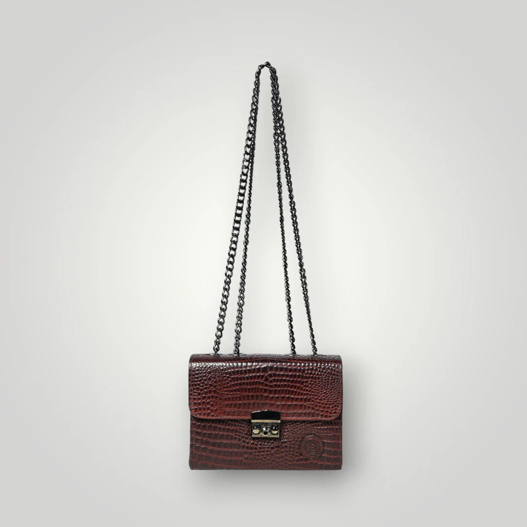 Obsidian Executive Leather Sling Bag - Maroon colour