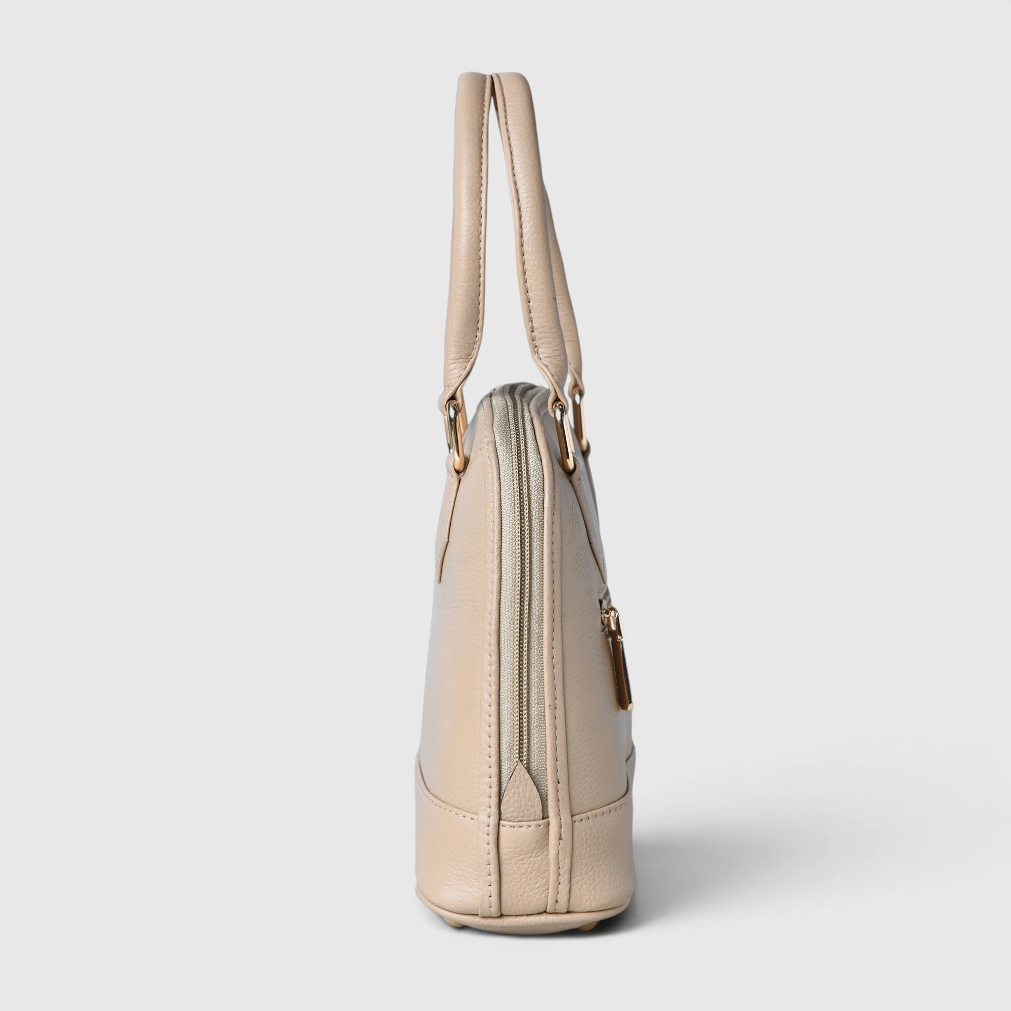The Monroe Classic Leather Satchel - Beige Colour