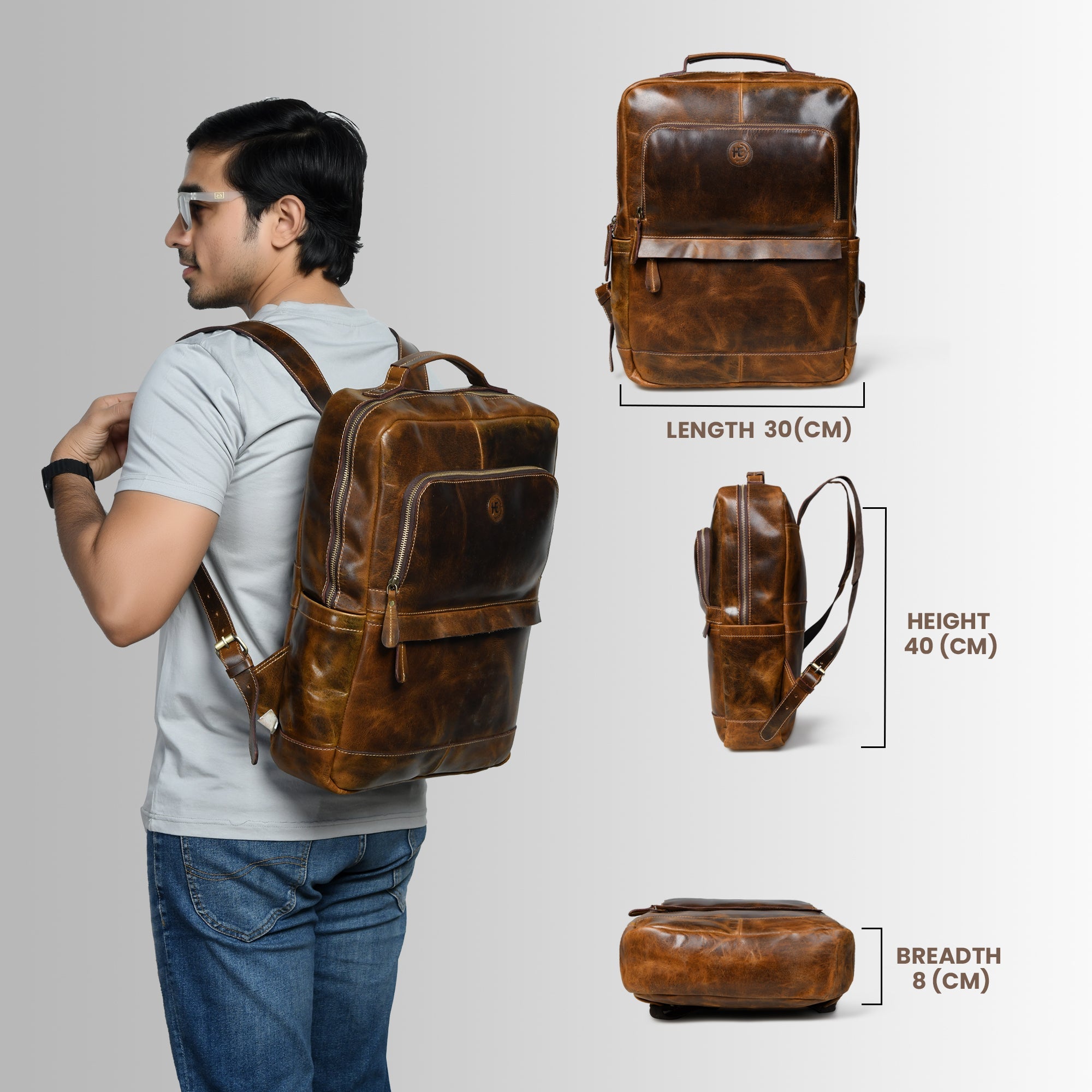 Alpine Vintage Leather Laptop Backpack - Brown Colour