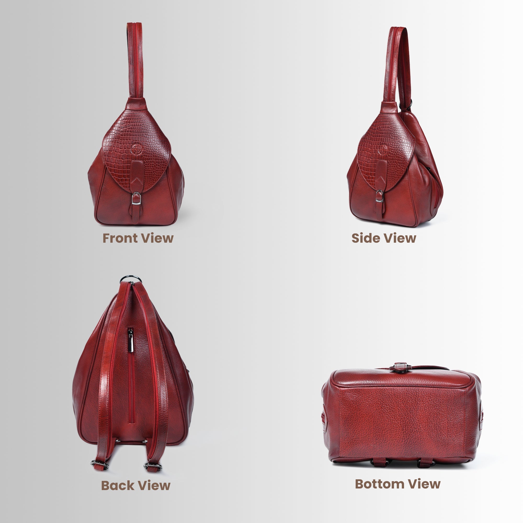 Croco Leather Shoulder Bag - Red Colour