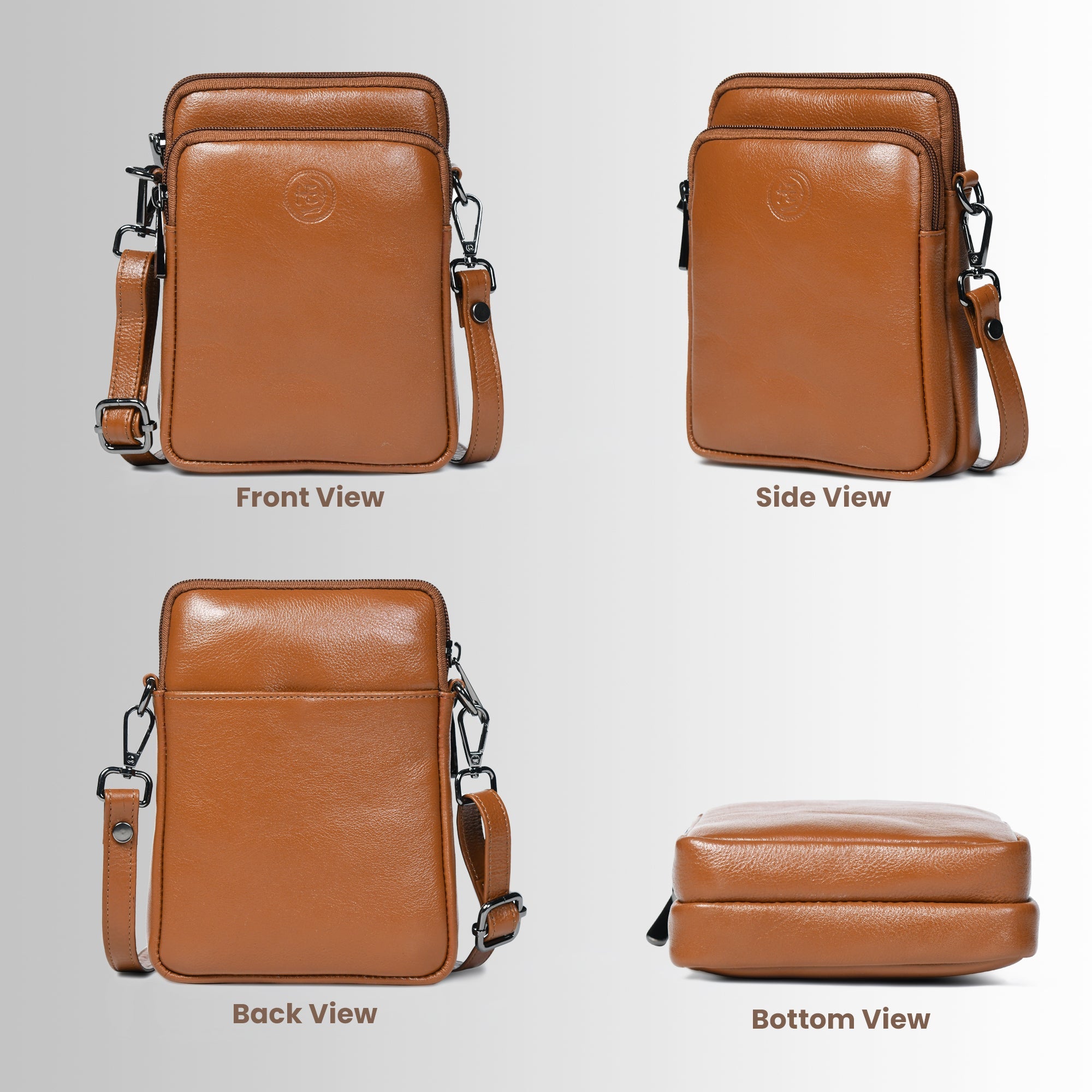AmberStride Leather Sling Bag – Tan Colour