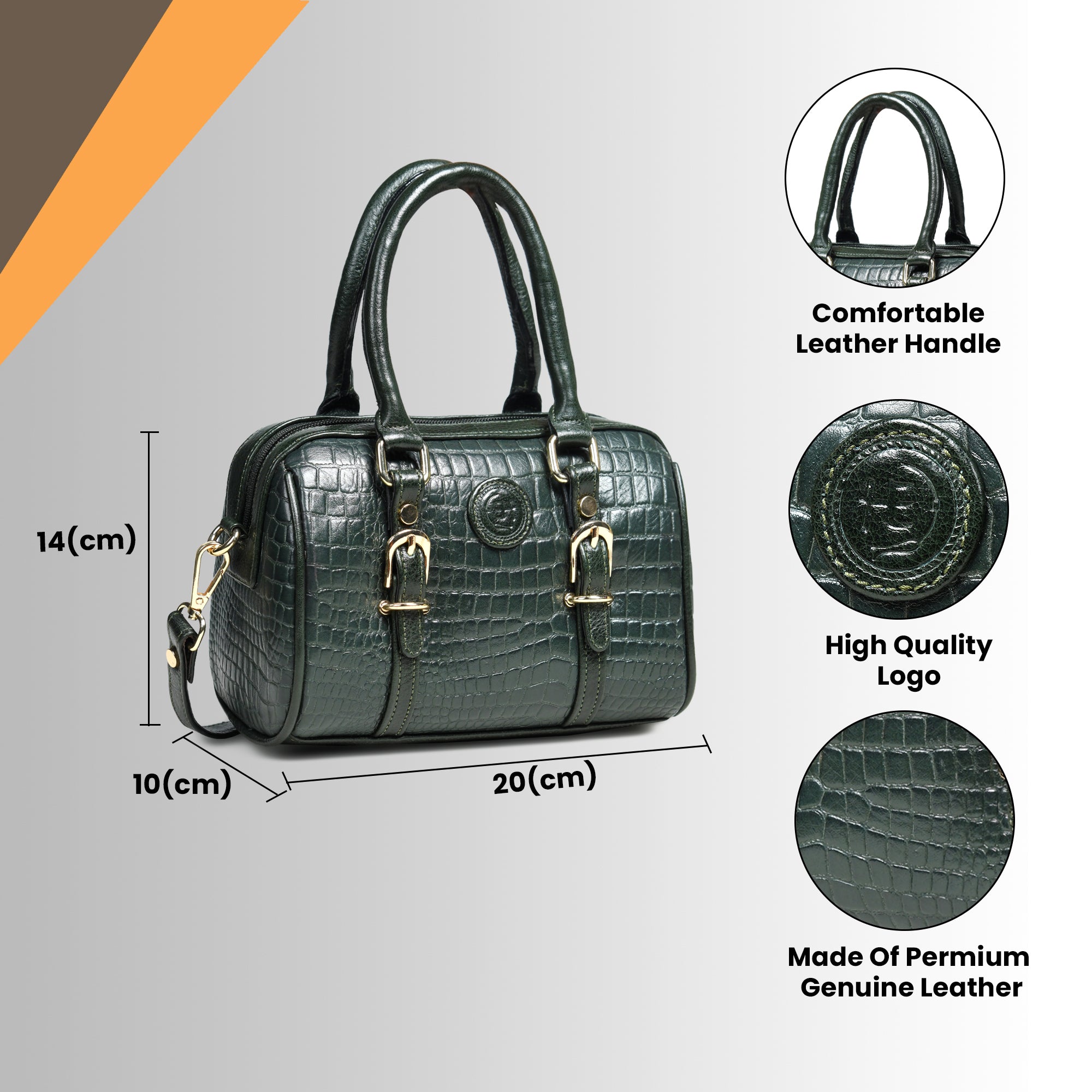 Emerald Luxe Croc Satchel Bag - Rich Green