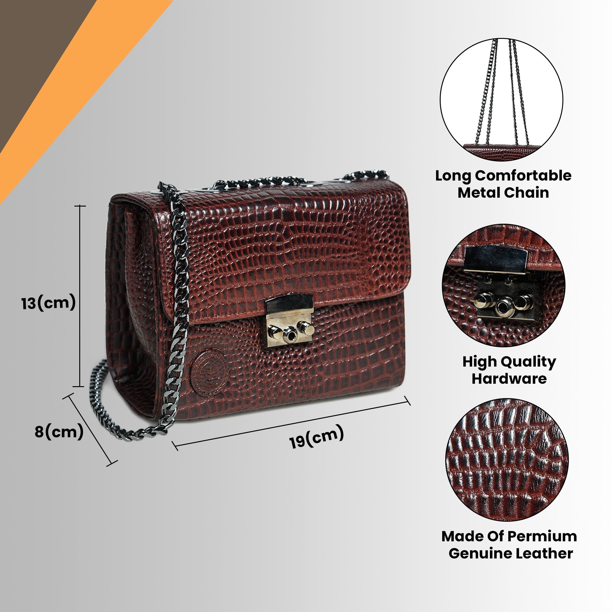 Obsidian Executive Leather Sling Bag - Maroon colour