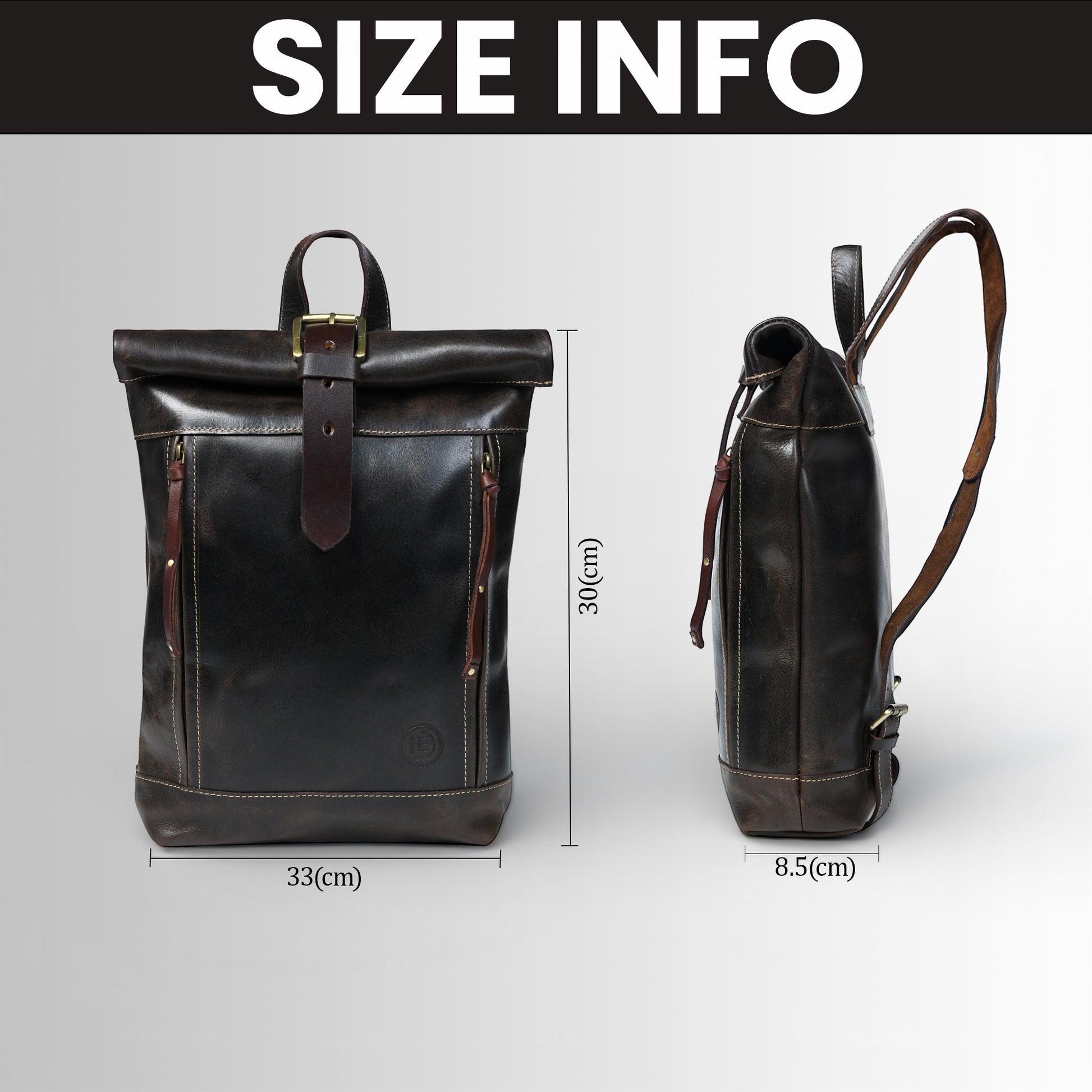 Explorer Vintage Leather Roll-Top Backpack | Espresso Brown