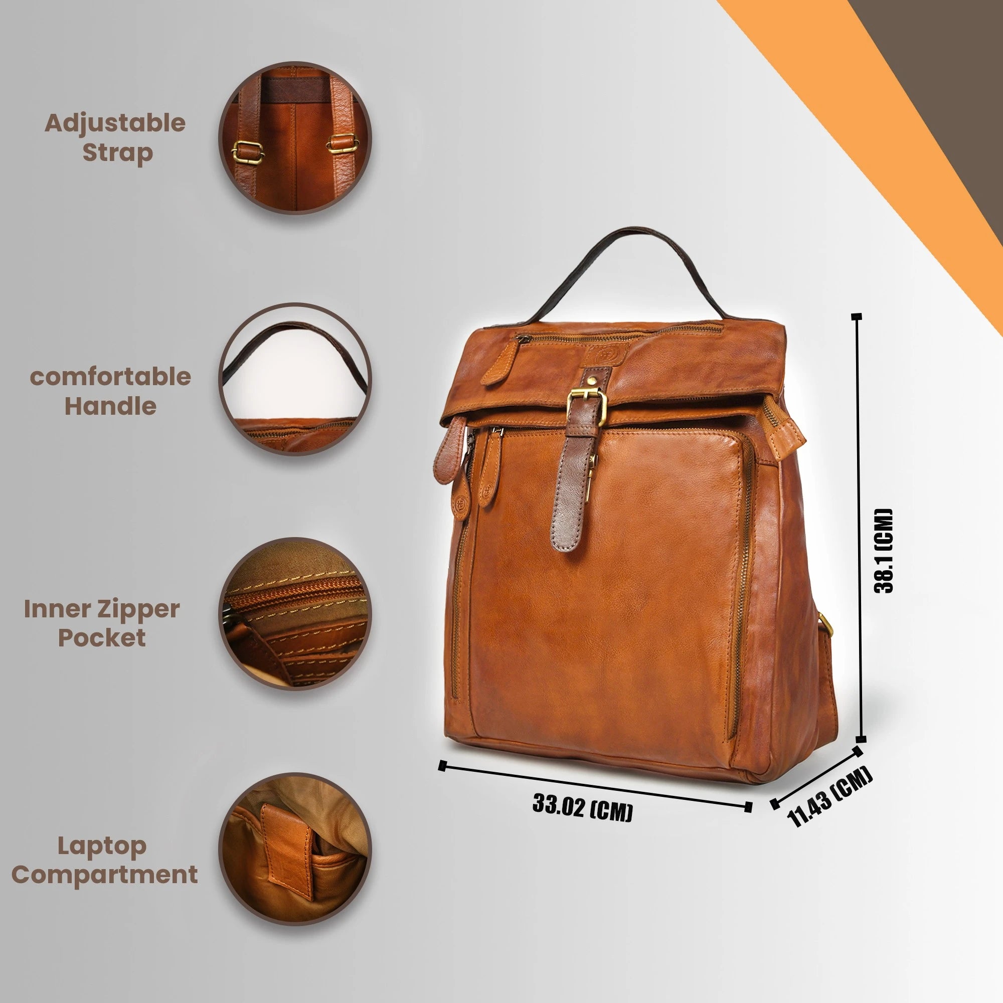 Atlas Leather Backpack – Tan color