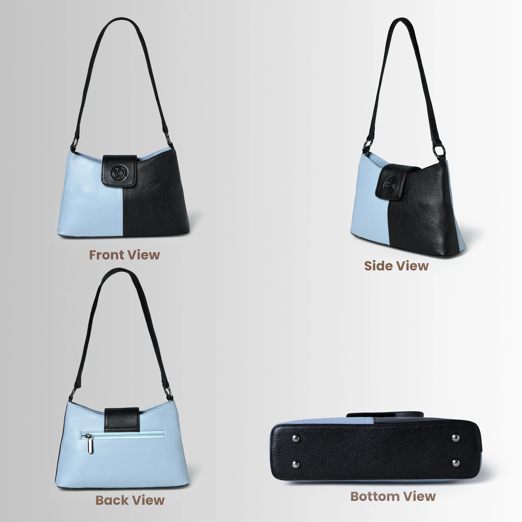 Luna Duo Leather Shoulder Bag - Midnight Blue & Black