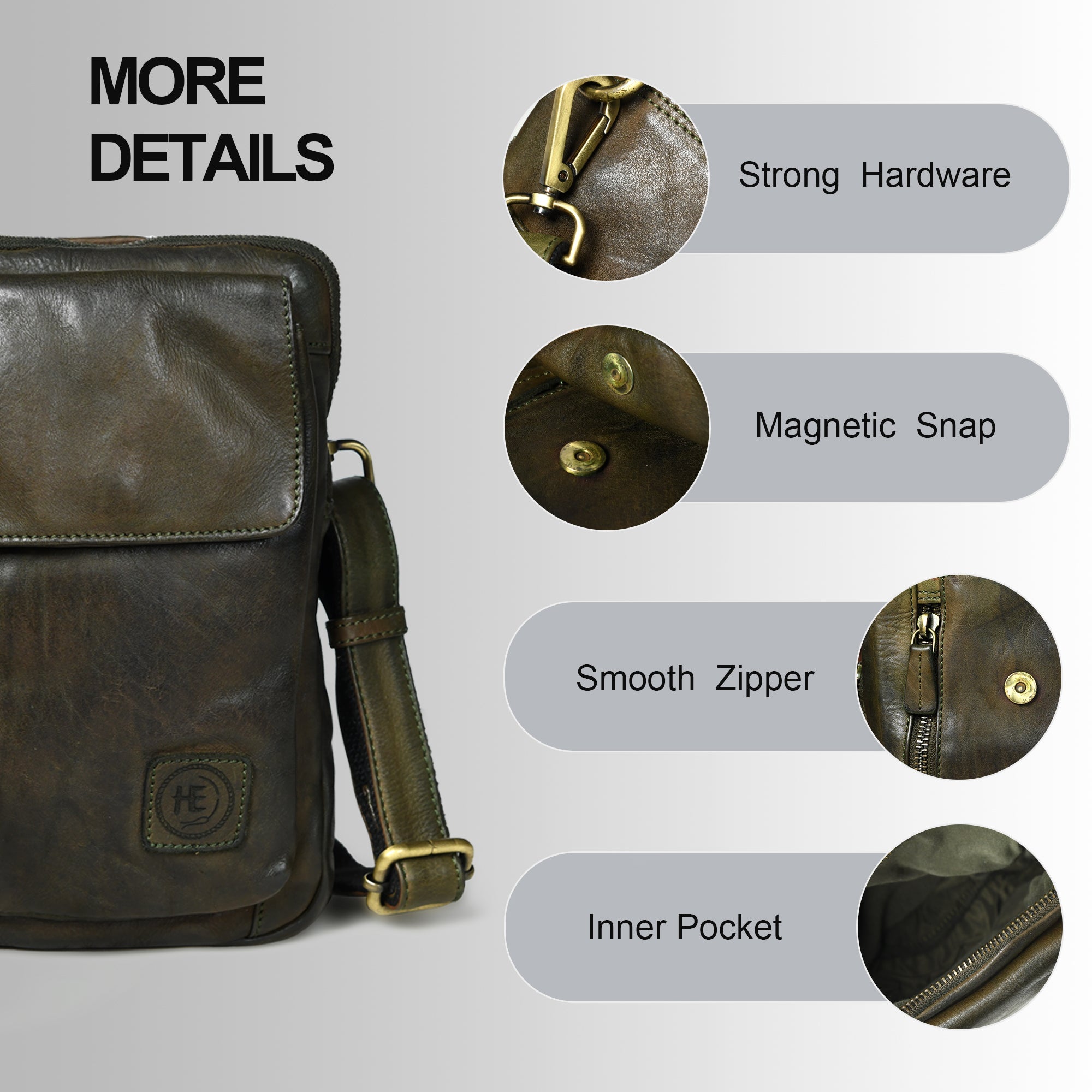 Vintage Explorer Crossbody Bag - olive Colour