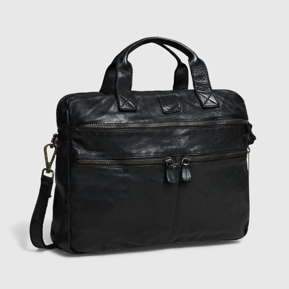 Voyager Vintage Leather Laptop Bag - Black Colour