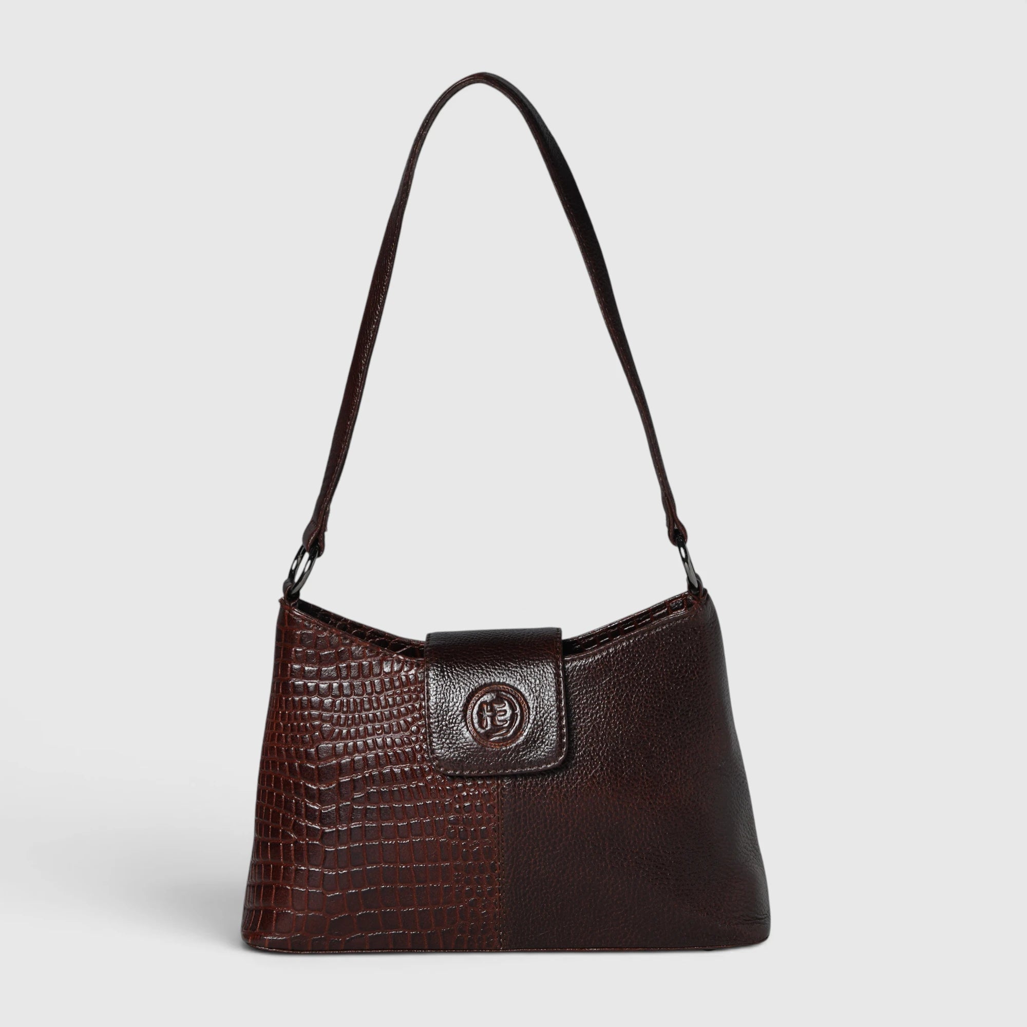 Luna Croco Full Grain Leather Shoulder Bag – Maroon Colour