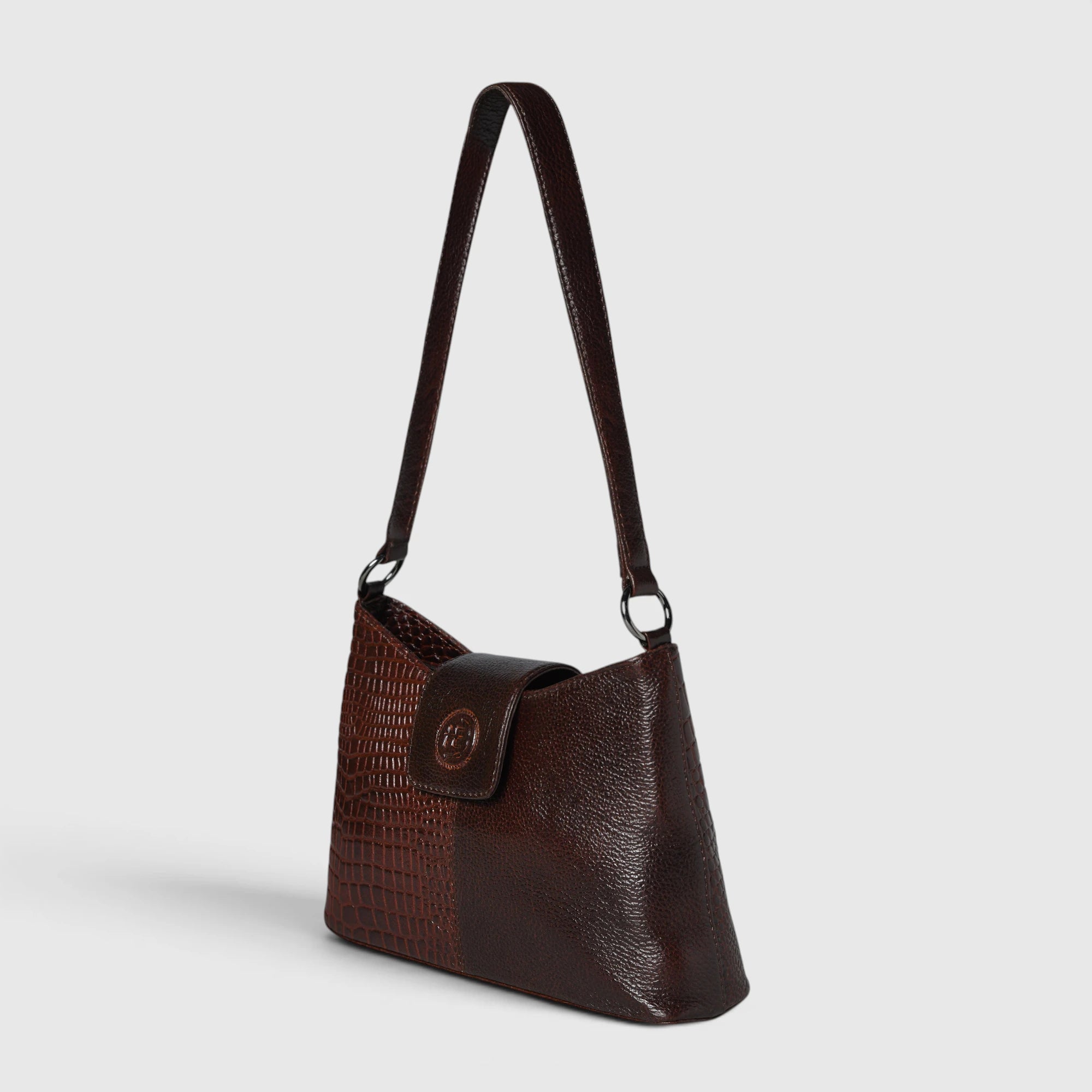 Luna Croco Full Grain Leather Shoulder Bag – Maroon Colour