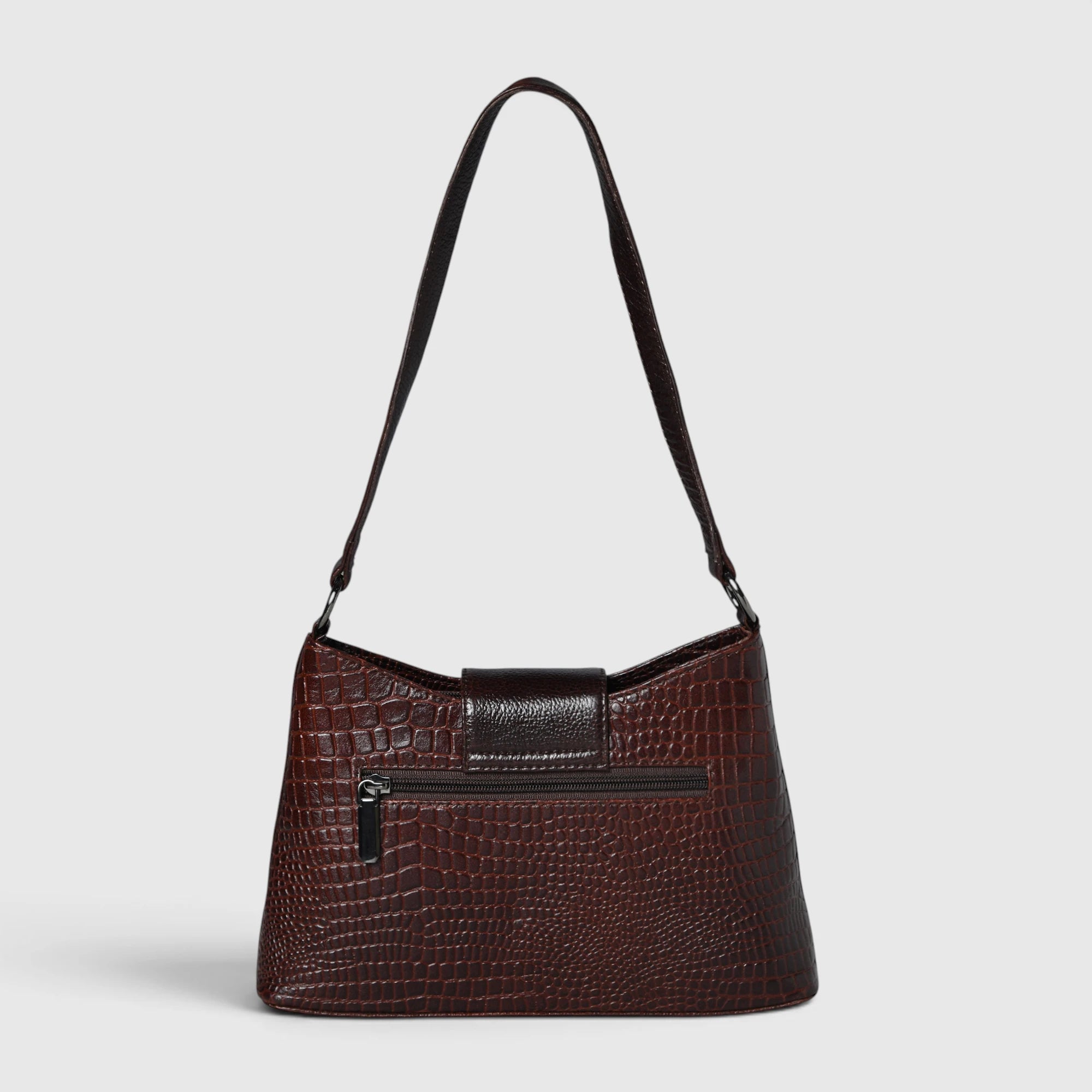 Luna Croco Full Grain Leather Shoulder Bag – Maroon Colour