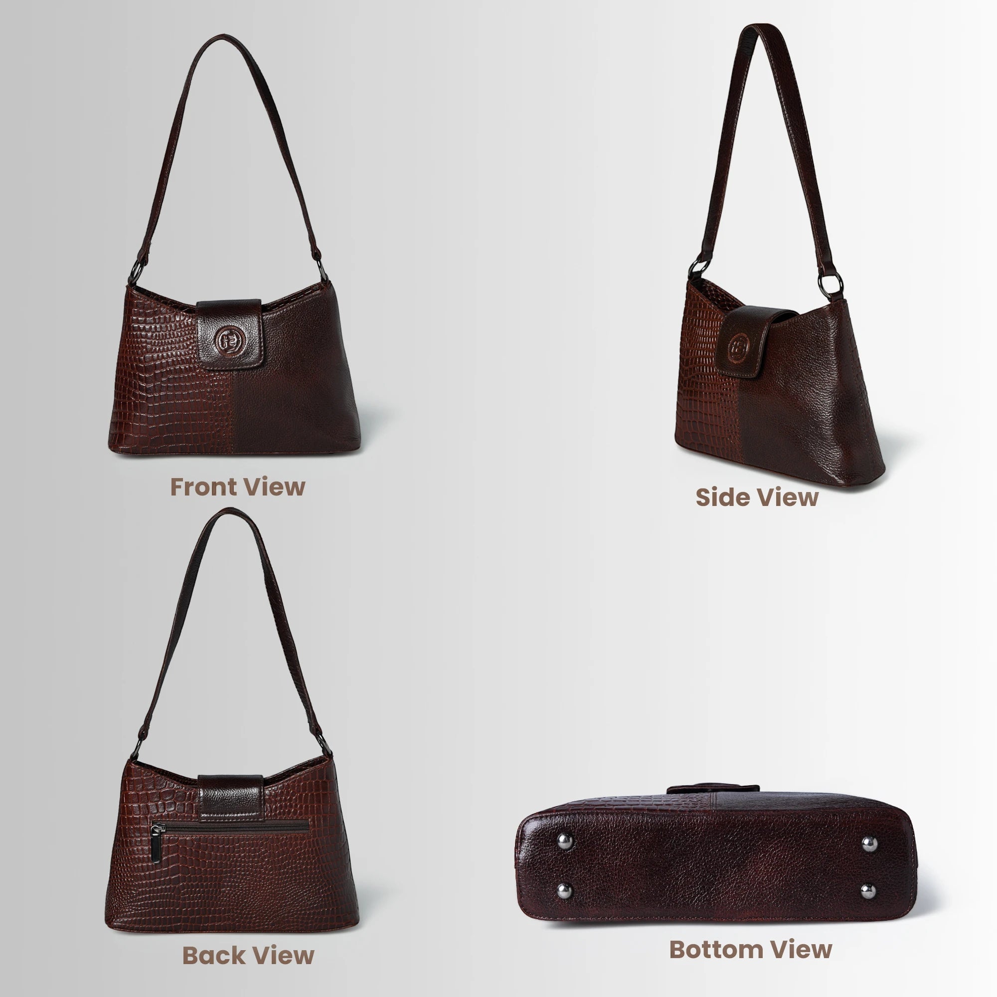 Luna Croco Full Grain Leather Shoulder Bag – Maroon Colour