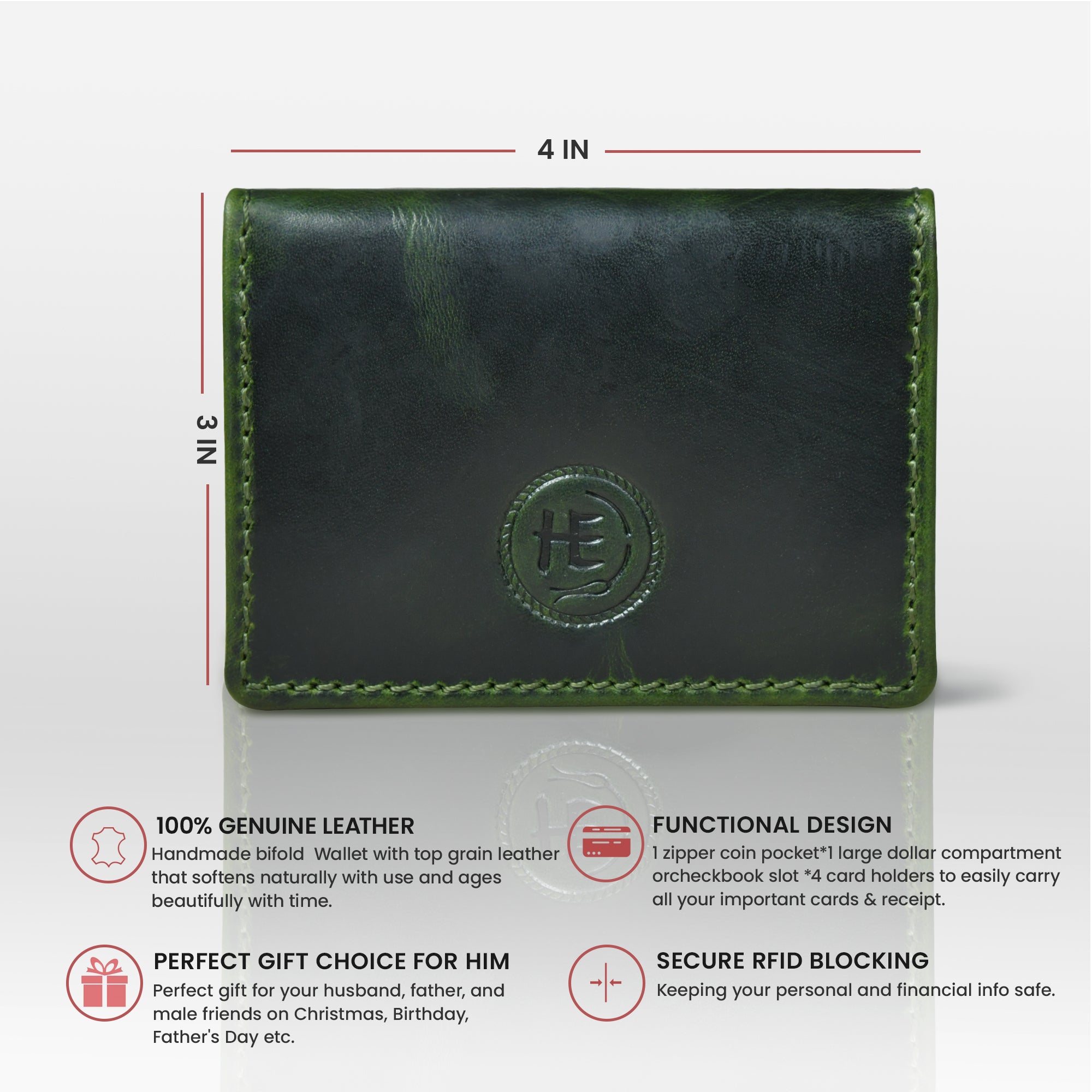 Classic Leather Card Wallet - Rich Green