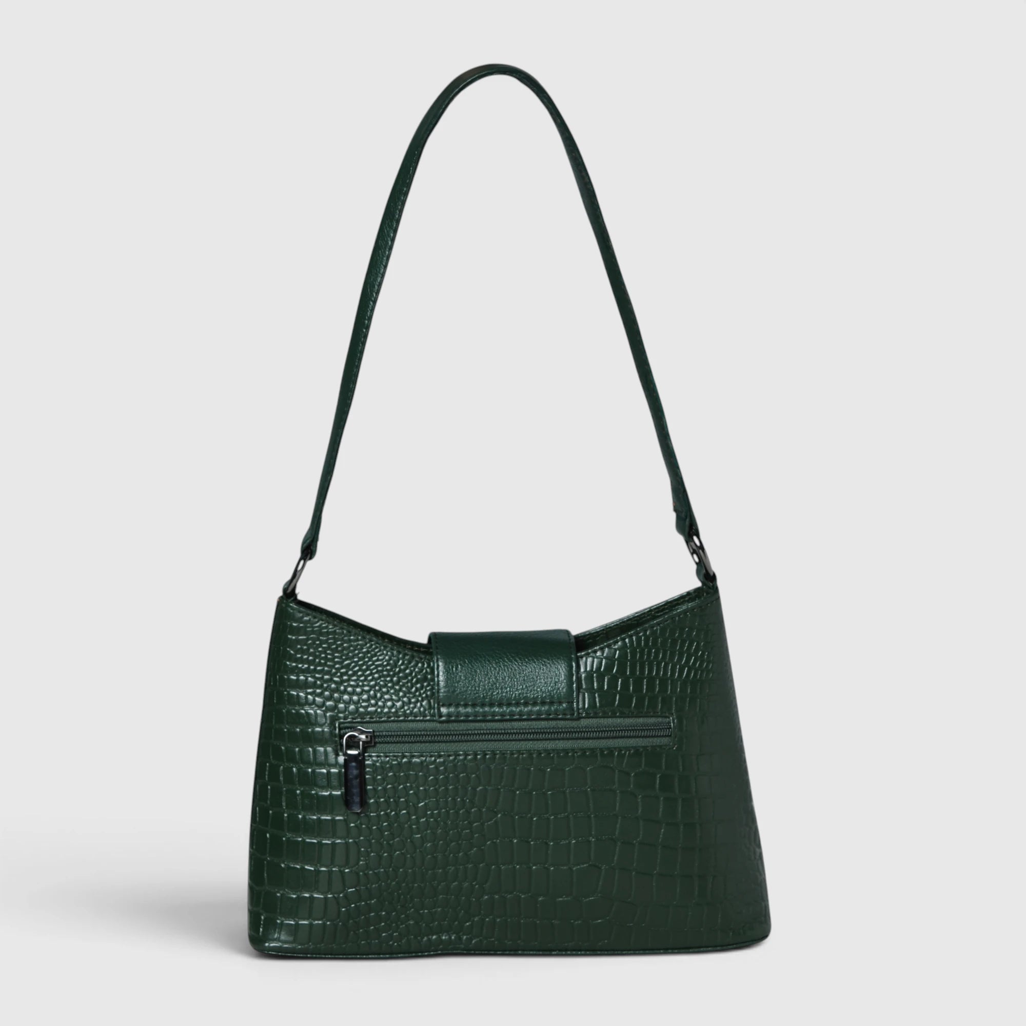 Luna Croco Full Grain Leather Handbag – Forest Green