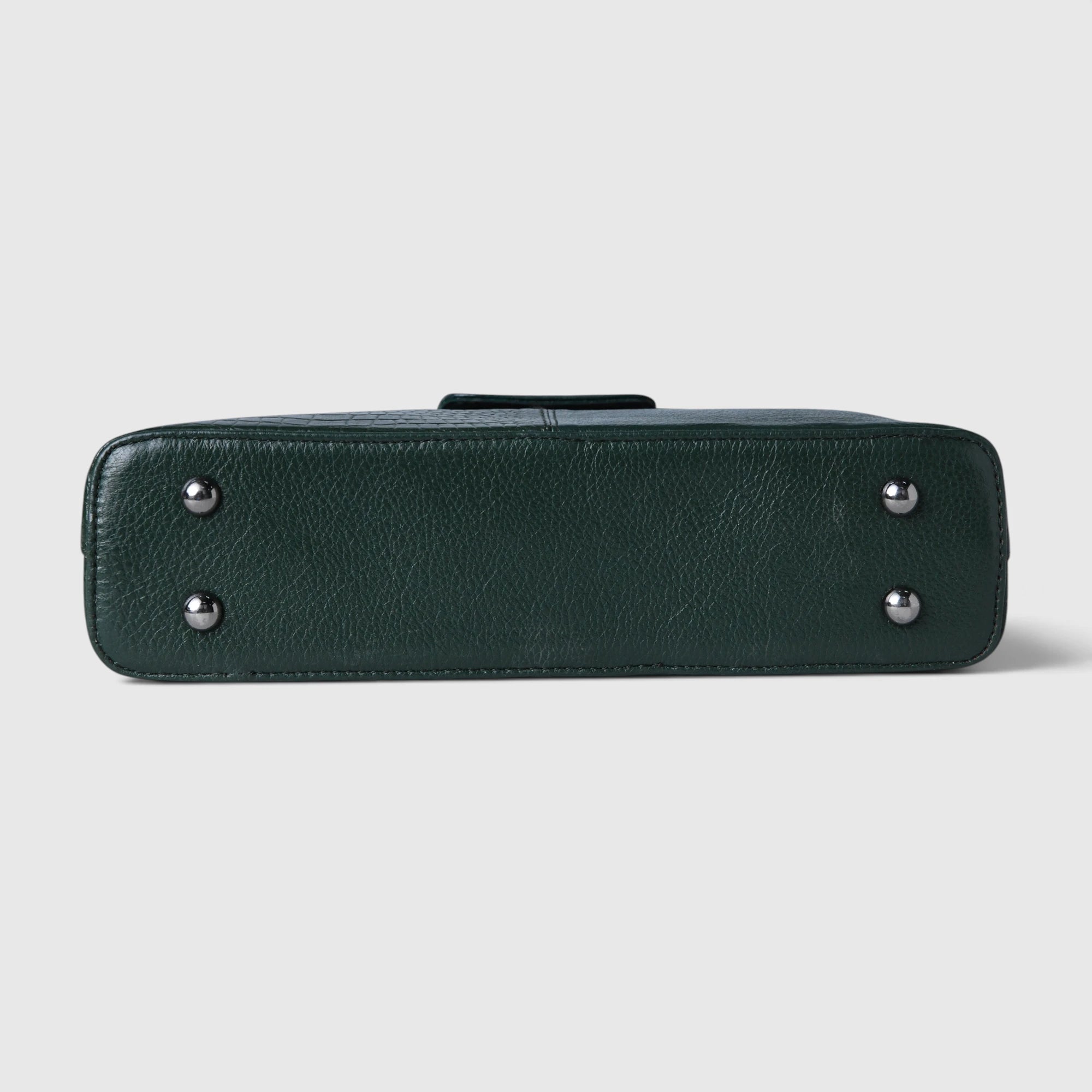 Luna Croco Full Grain Leather Handbag – Forest Green
