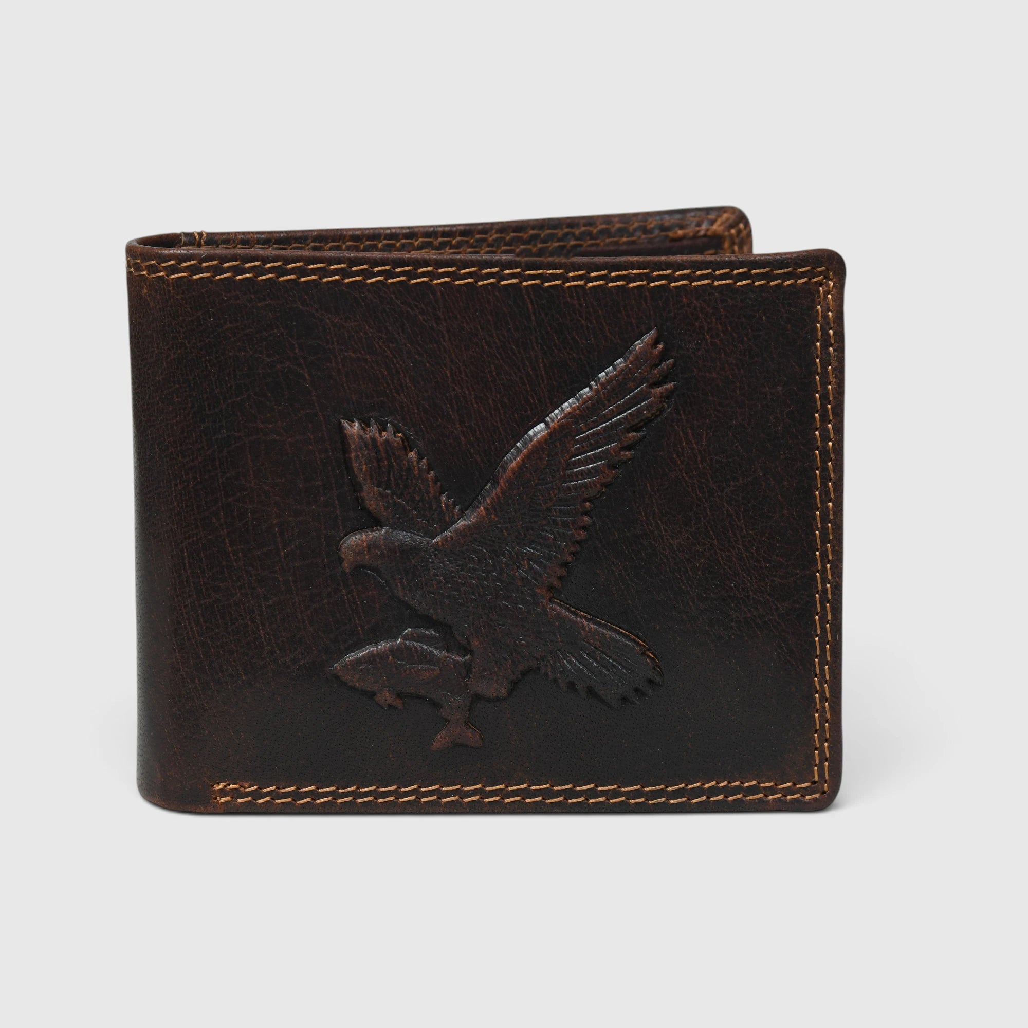 Falcon Ridge Vintage Leather Bifold Wallet – Espresso brown
