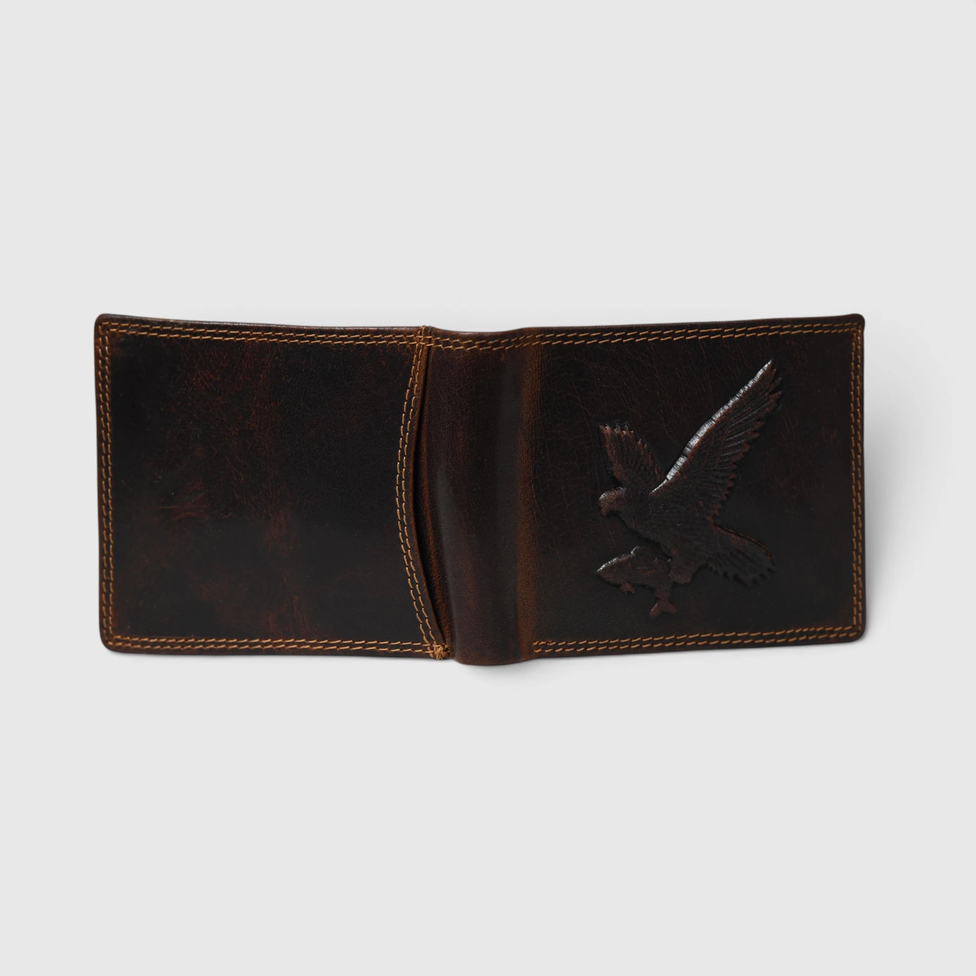Falcon Ridge Vintage Leather Bifold Wallet – Espresso brown