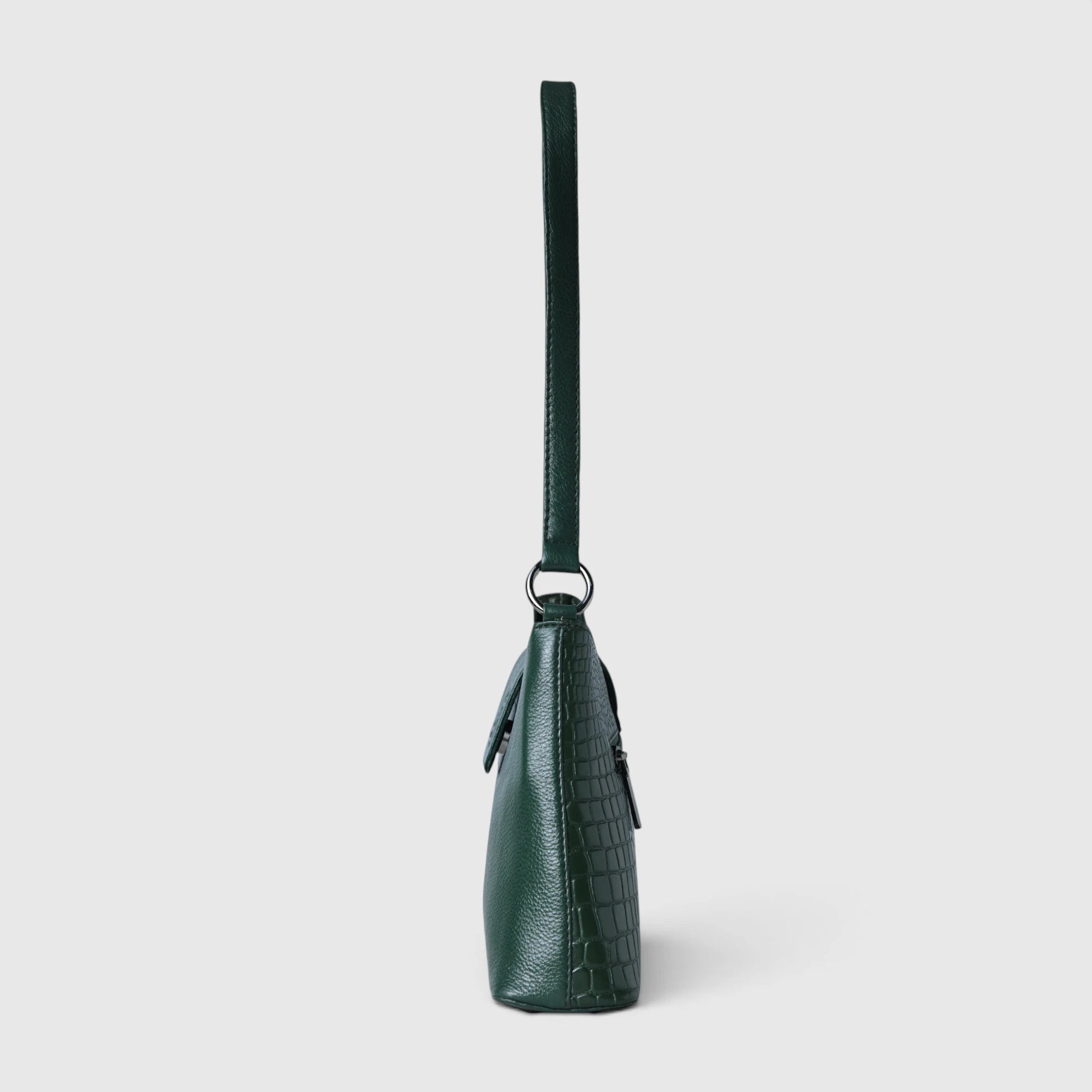 Luna Croco Full Grain Leather Handbag – Forest Green