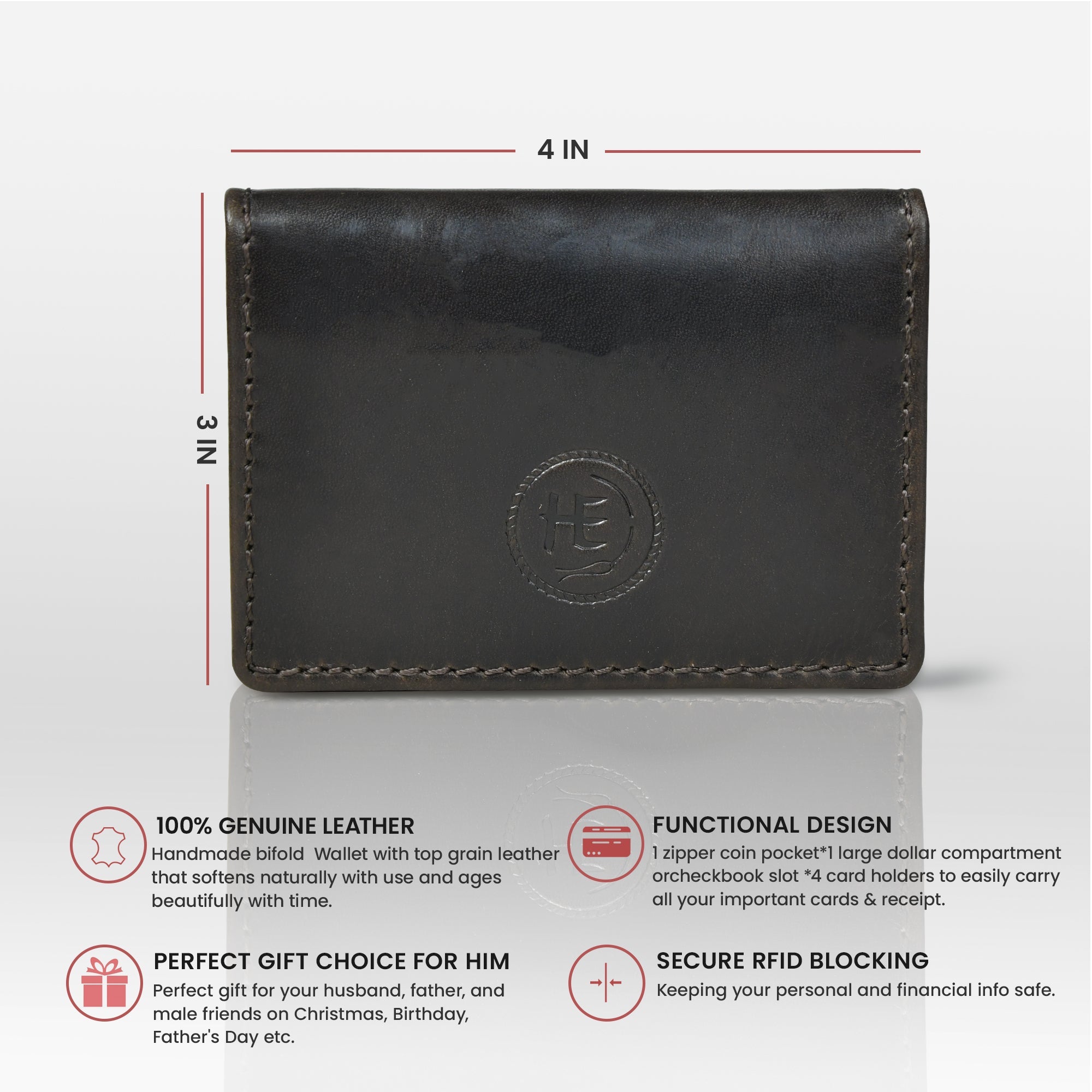 Classic Leather Card Wallet - Black Colour