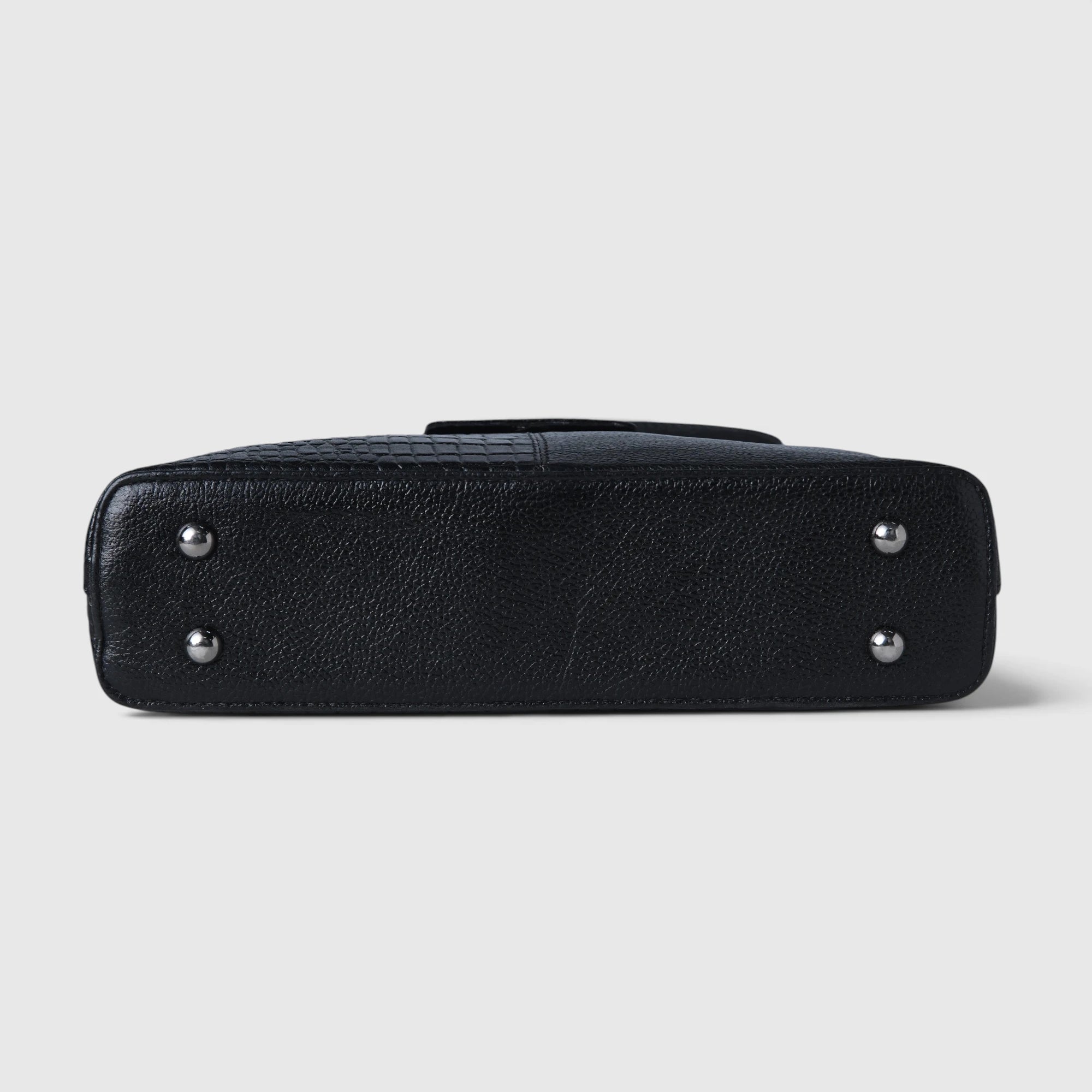 Luna Croco Full Grain Leather Handbag – Black colour