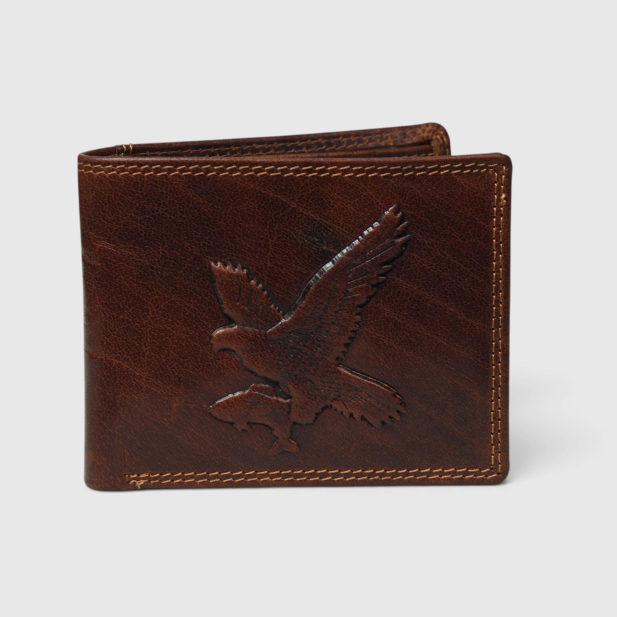 Falcon Ridge Vintage Leather Bifold Wallet – Saddle Brown