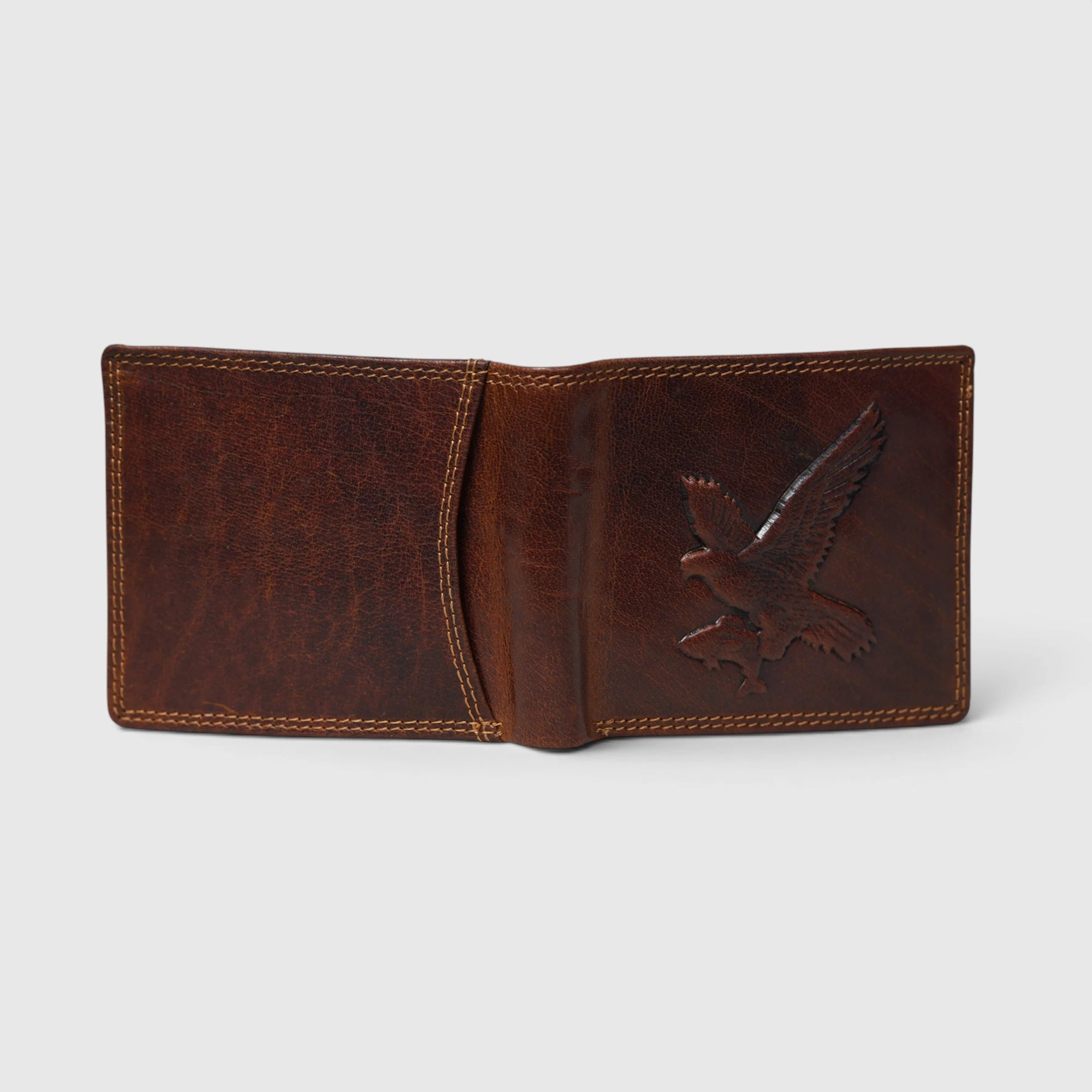 Falcon Ridge Vintage Leather Bifold Wallet – Saddle Brown