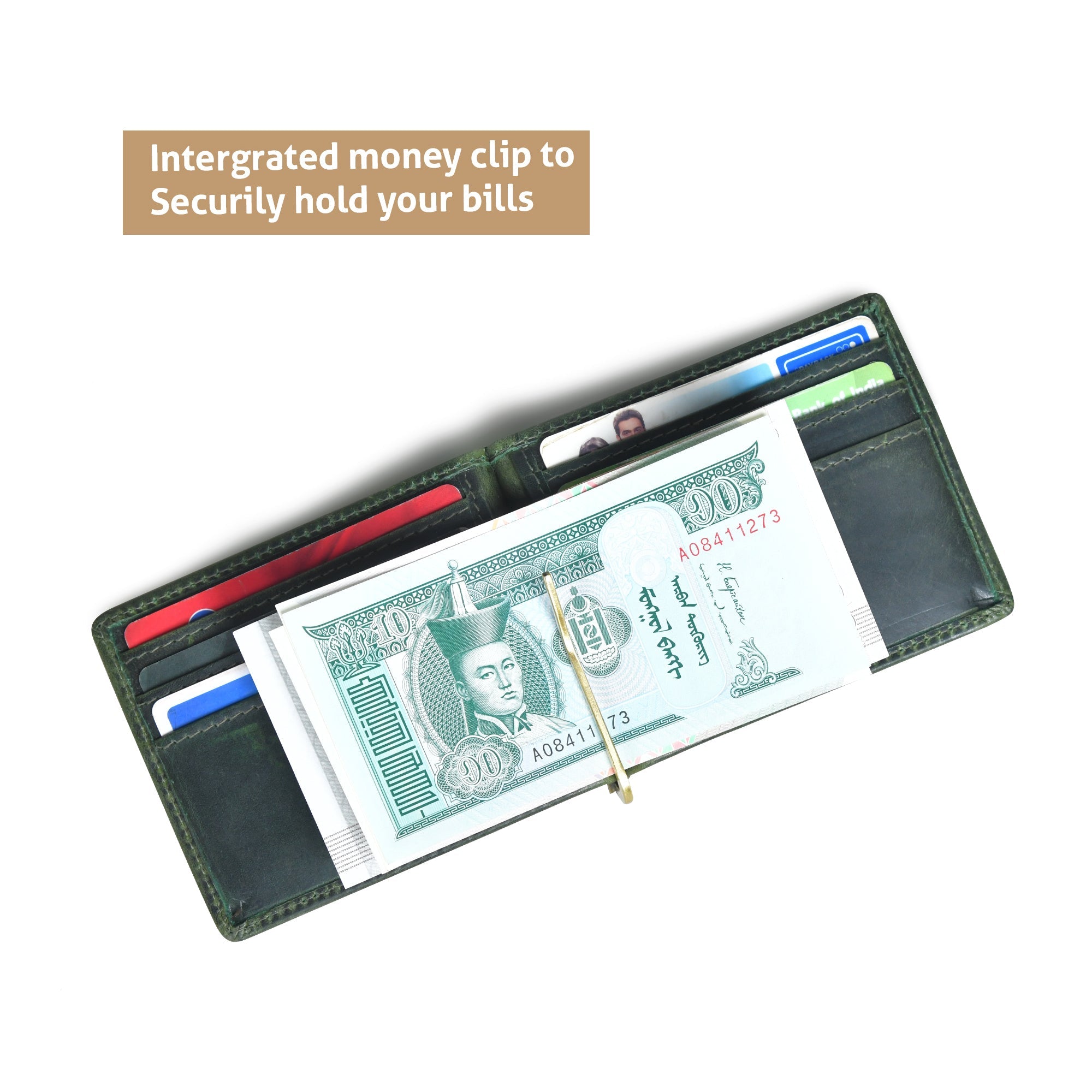 Slim Money Clip Wallet -Rich Green