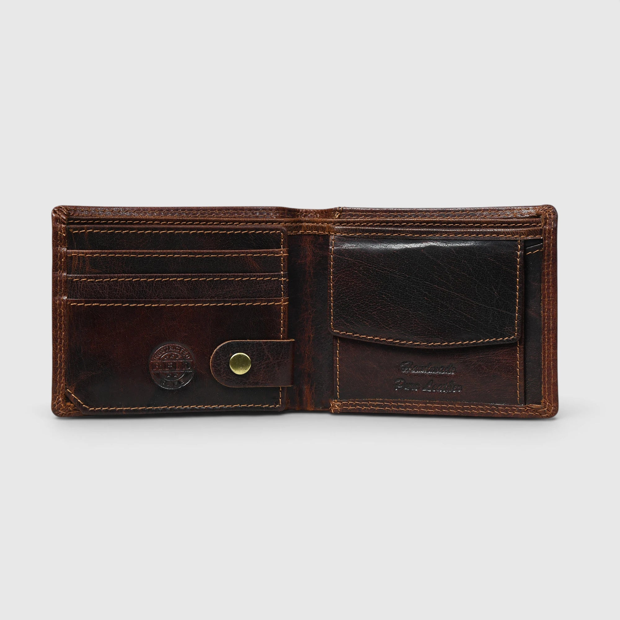 Falcon Ridge Vintage Leather Bifold Wallet – Saddle Brown