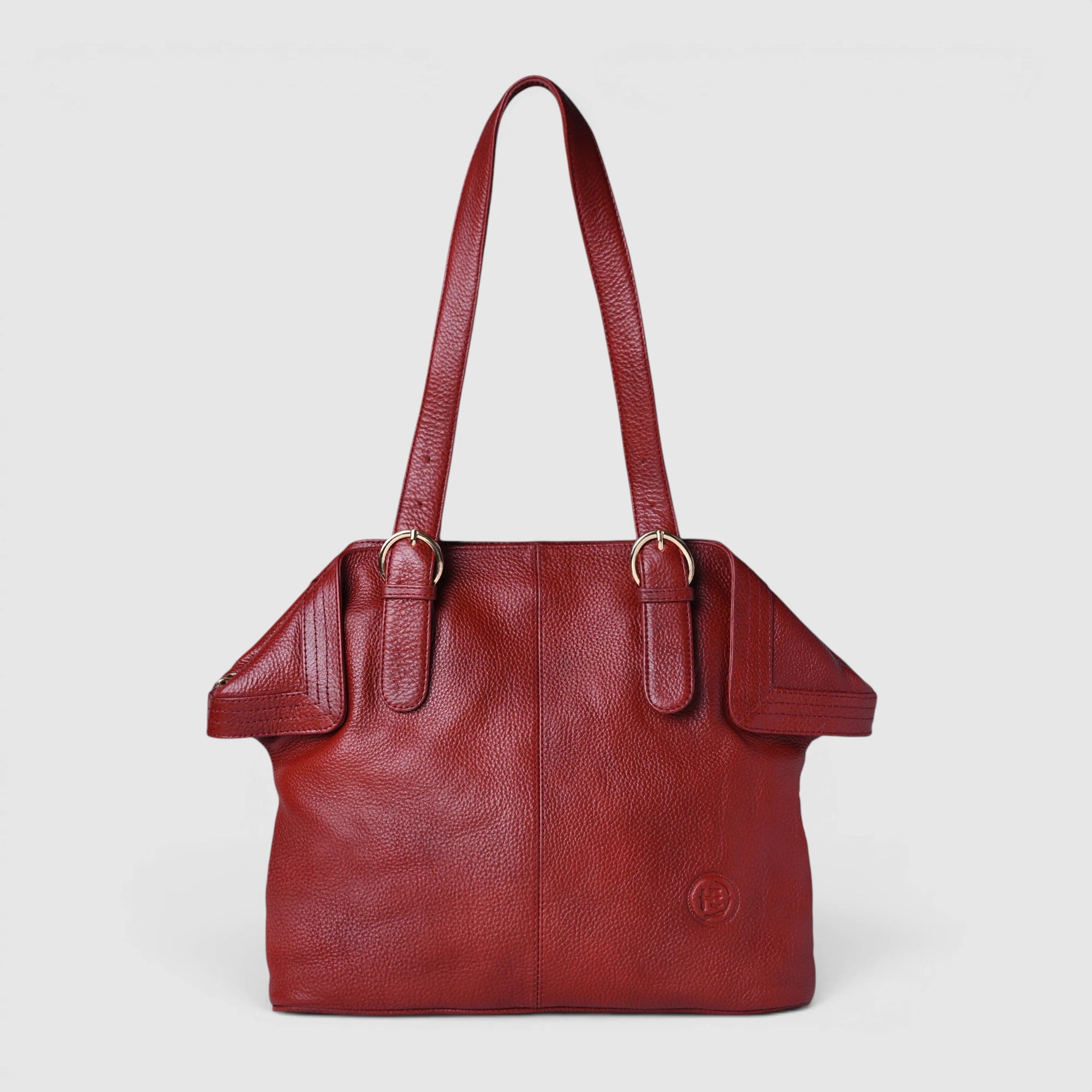 Aveline Leather Shoulder Tote – Cherry Red