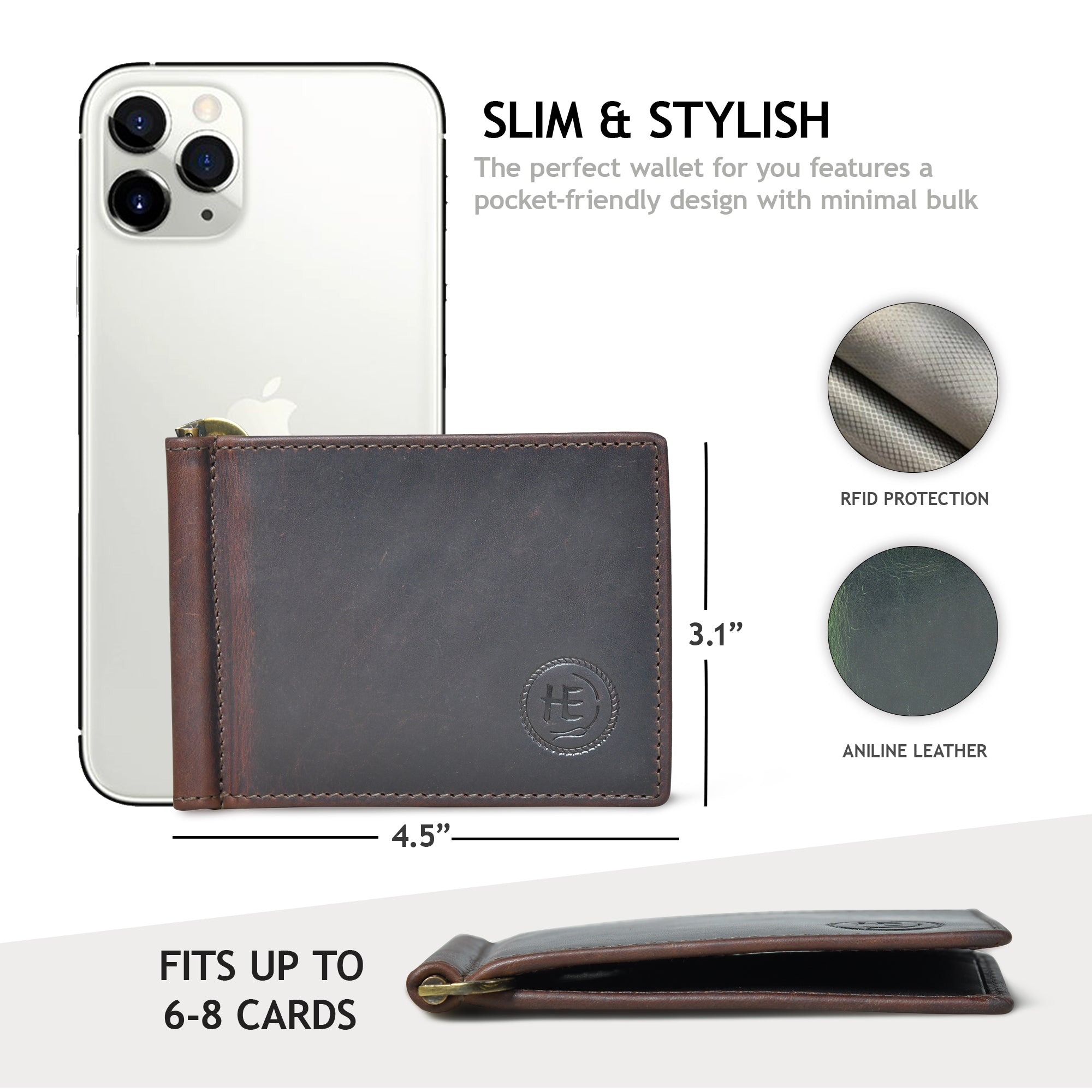 Slim Money Clip Wallet - espresso brown