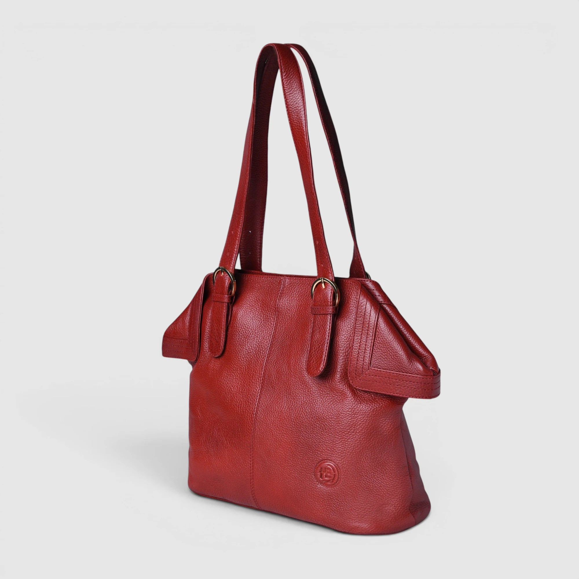 Aveline Leather Shoulder Tote – Cherry Red