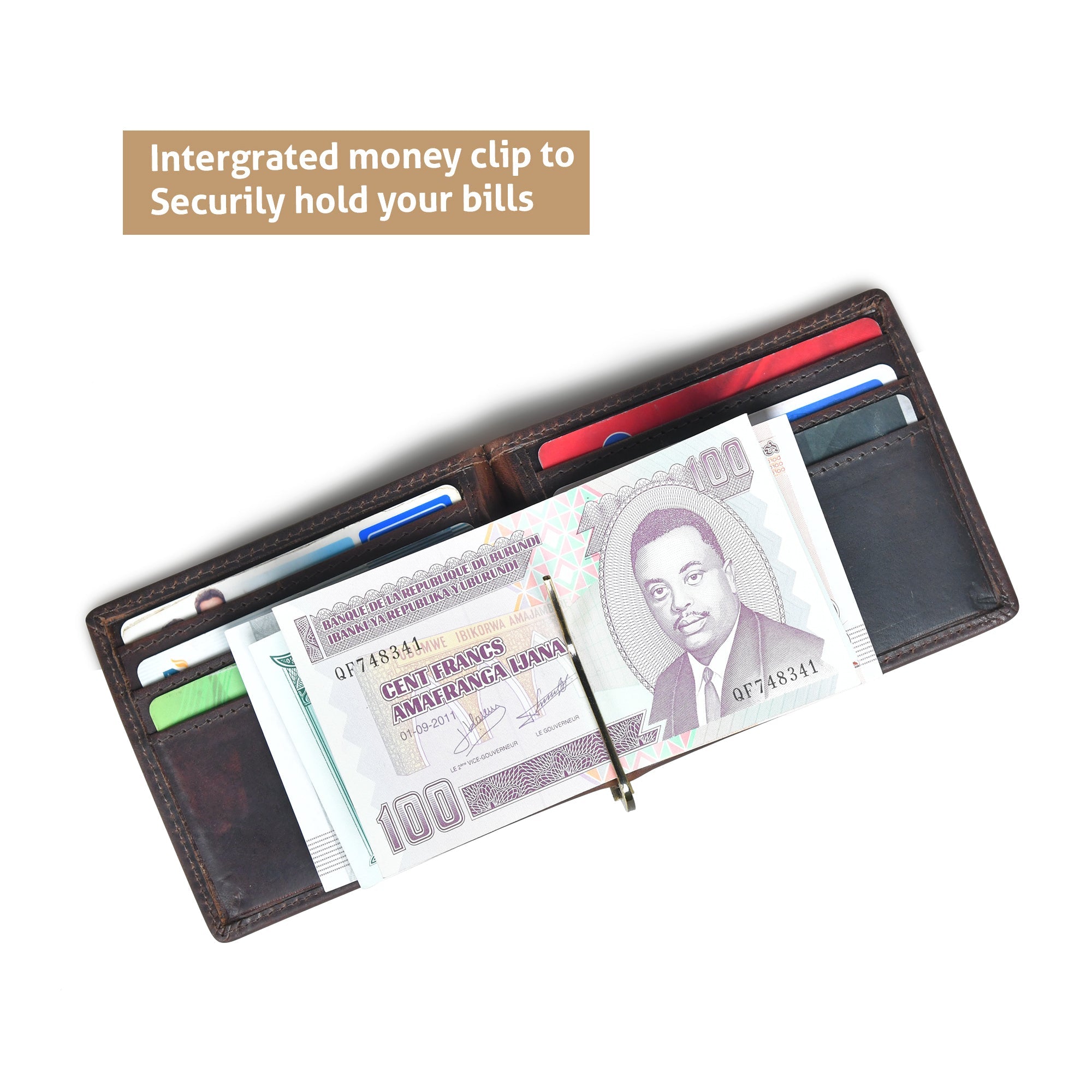 Slim Money Clip Wallet - espresso brown