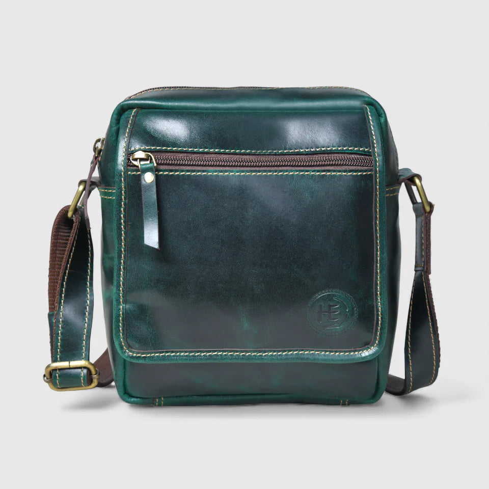 Explorer Vintage Leather Sling Bag - Rich Green