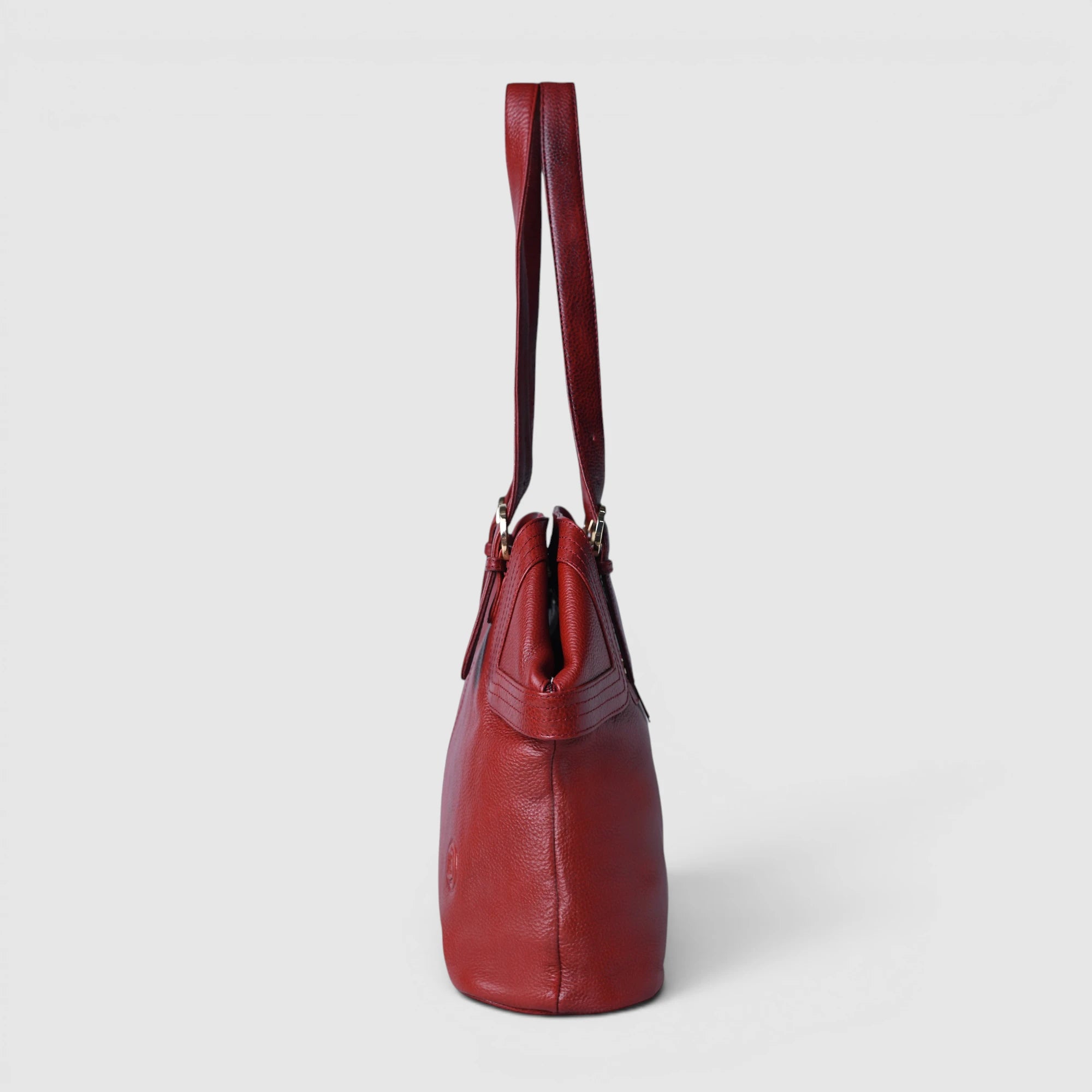 Aveline Leather Shoulder Tote – Cherry Red