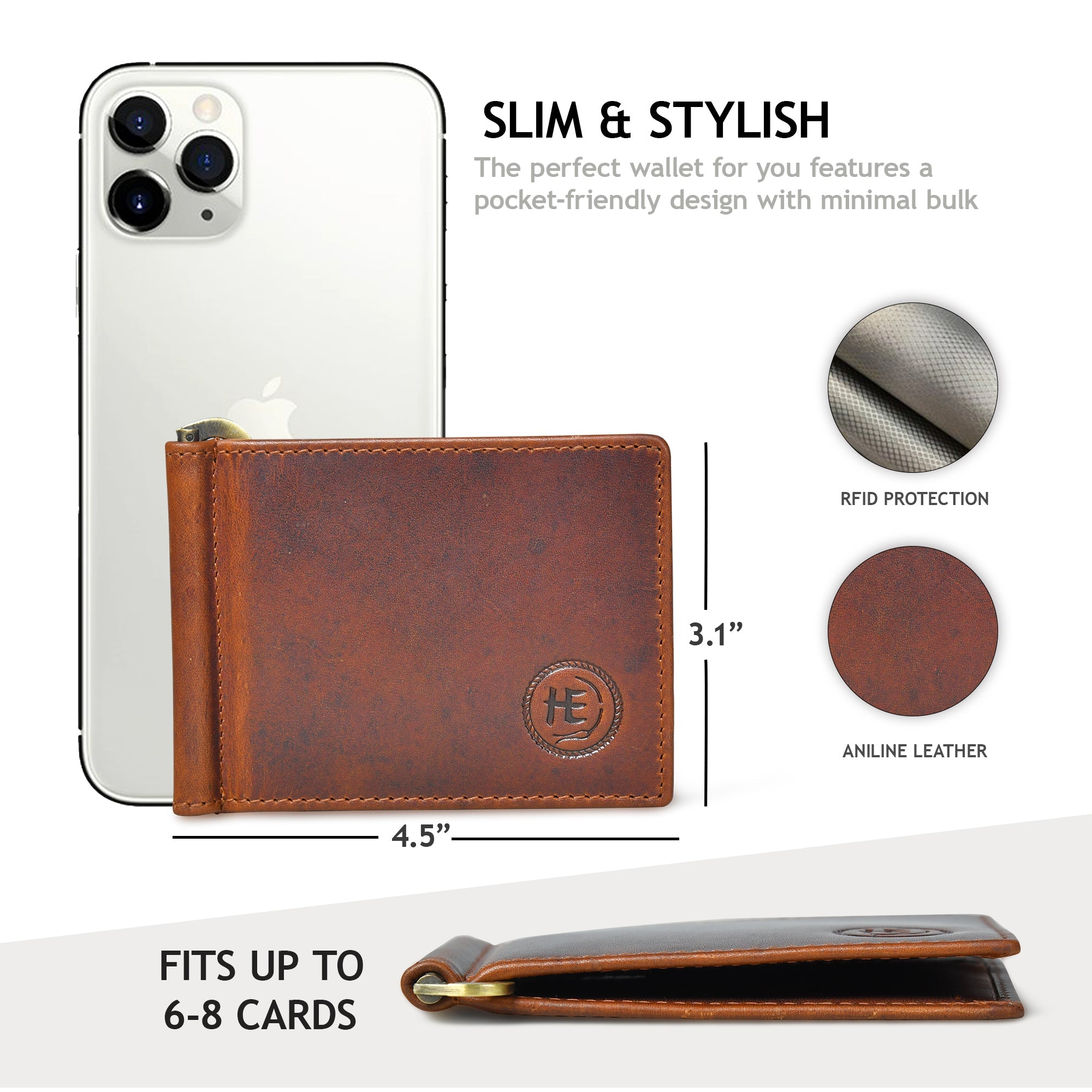 Slim Money Clip Wallet - Tan Colour